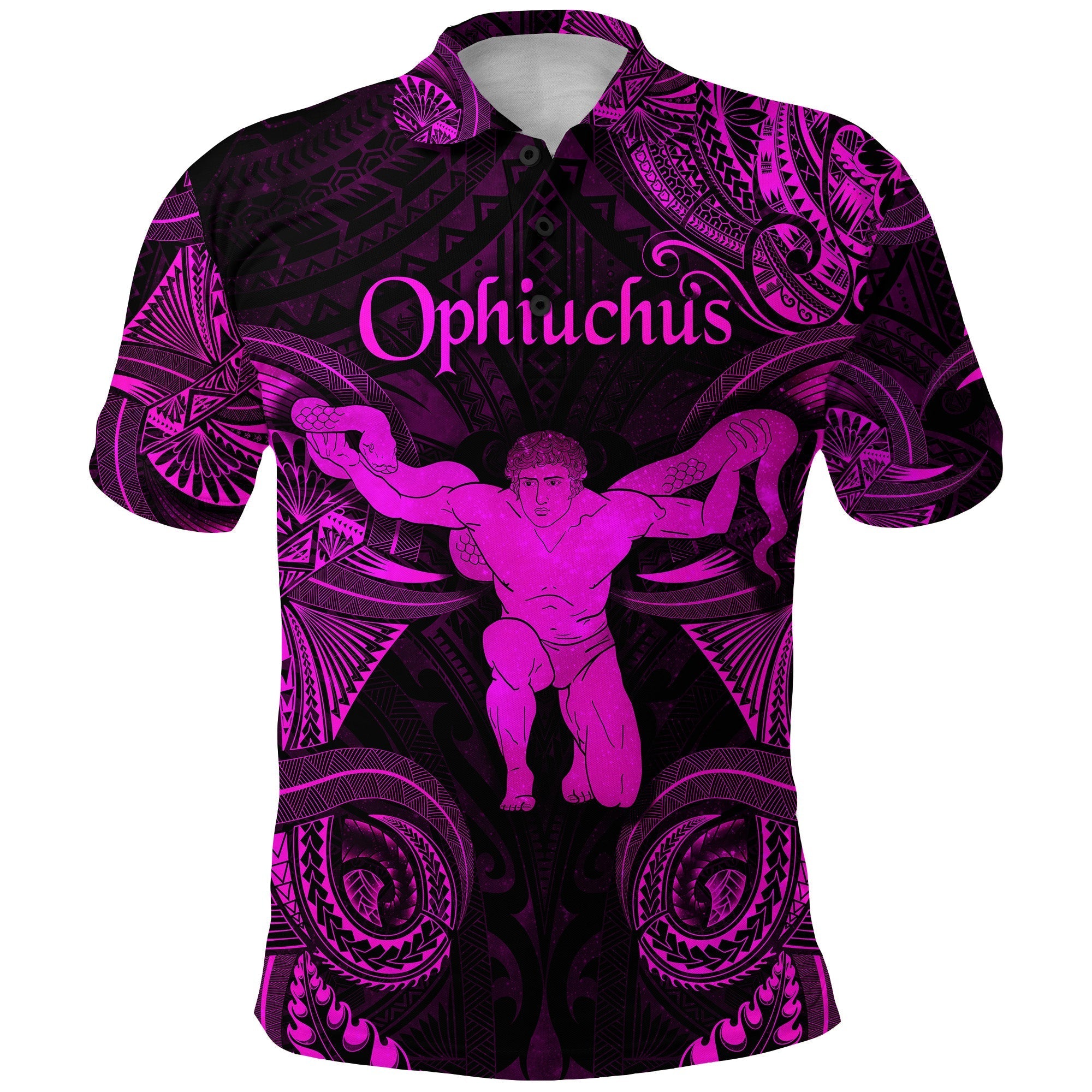 Custom Ophiuchus Zodiac Polynesian Polo Shirt Unique Style Pink LT8 - Wonder Print Shop