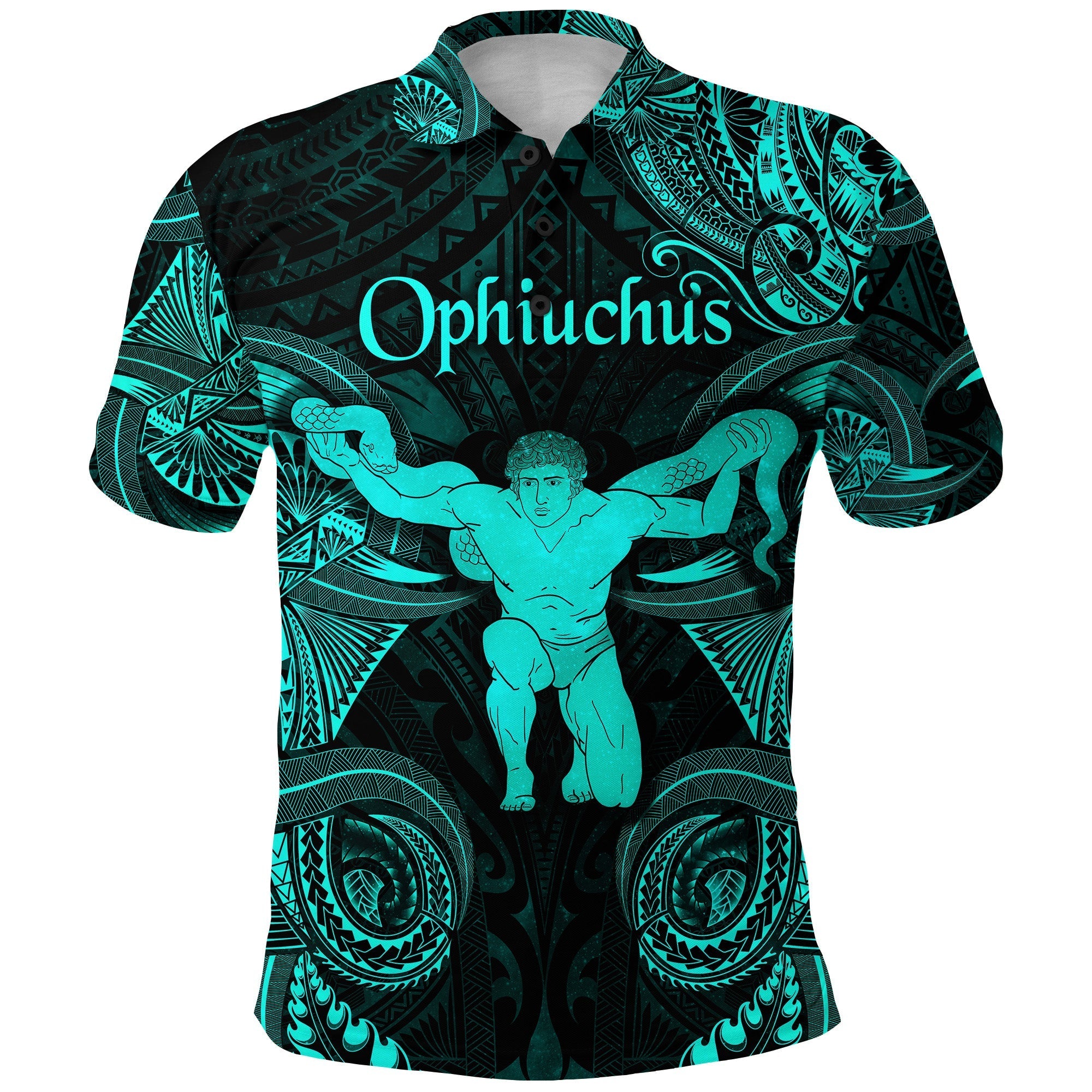 Ophiuchus Zodiac Polynesian Polo Shirt Unique Style Turquoise LT8 - Wonder Print Shop