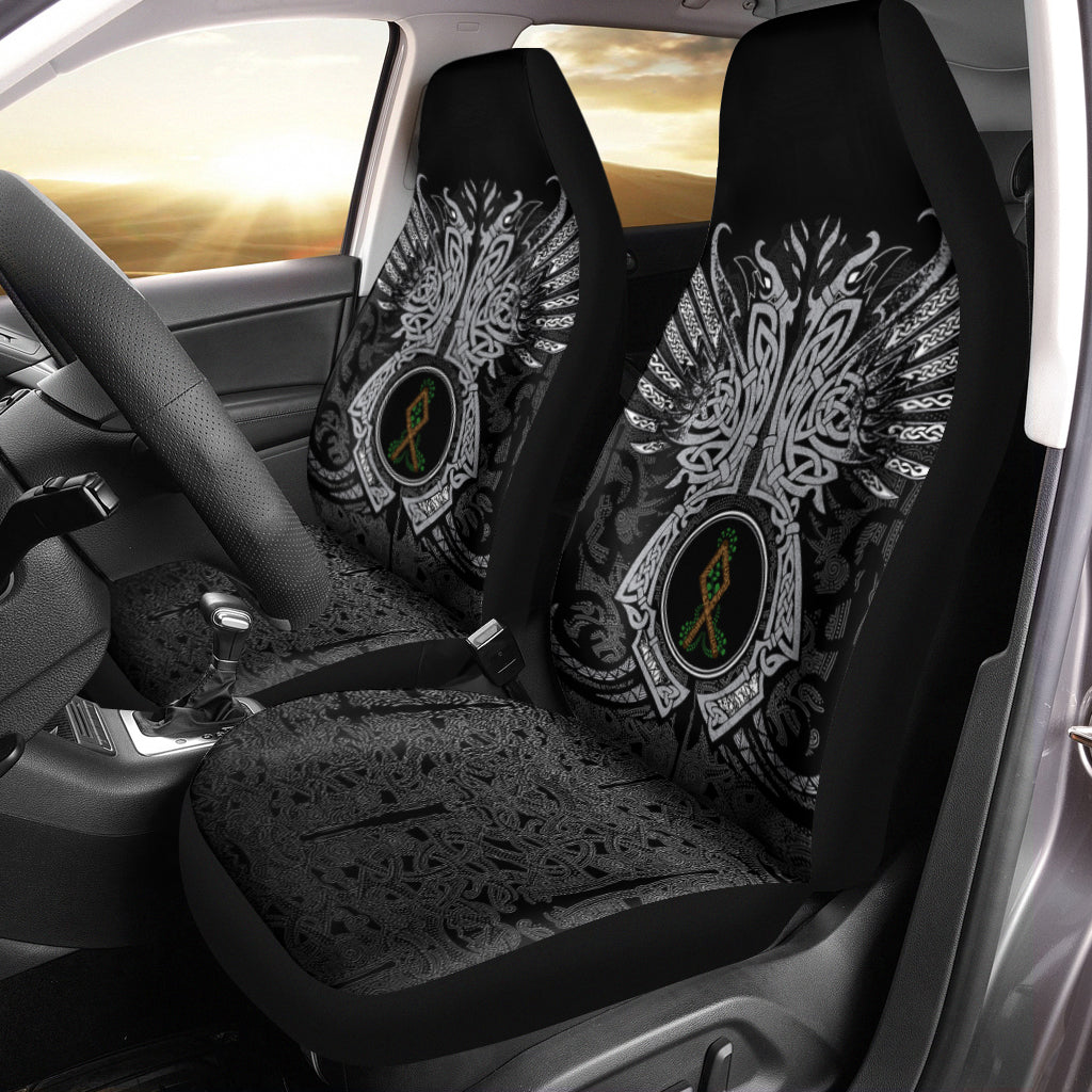 Viking Car Seat Covers Othila Rune, Raven Tattoo RLT12 - Wonder Print Shop