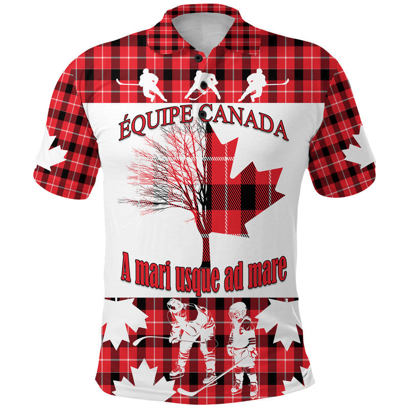 custom-personalised-fathers-day-canada-hockey-polo-shirt-maple-leaf-tartan