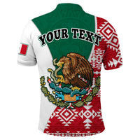 Custom polo back: YOUR TEXT with eagle over cactus and Aztec red/white/green