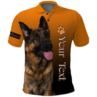 Orange polo shirt, Frontdruck: Deutscher Schäferhund mit Pfoten-Icon