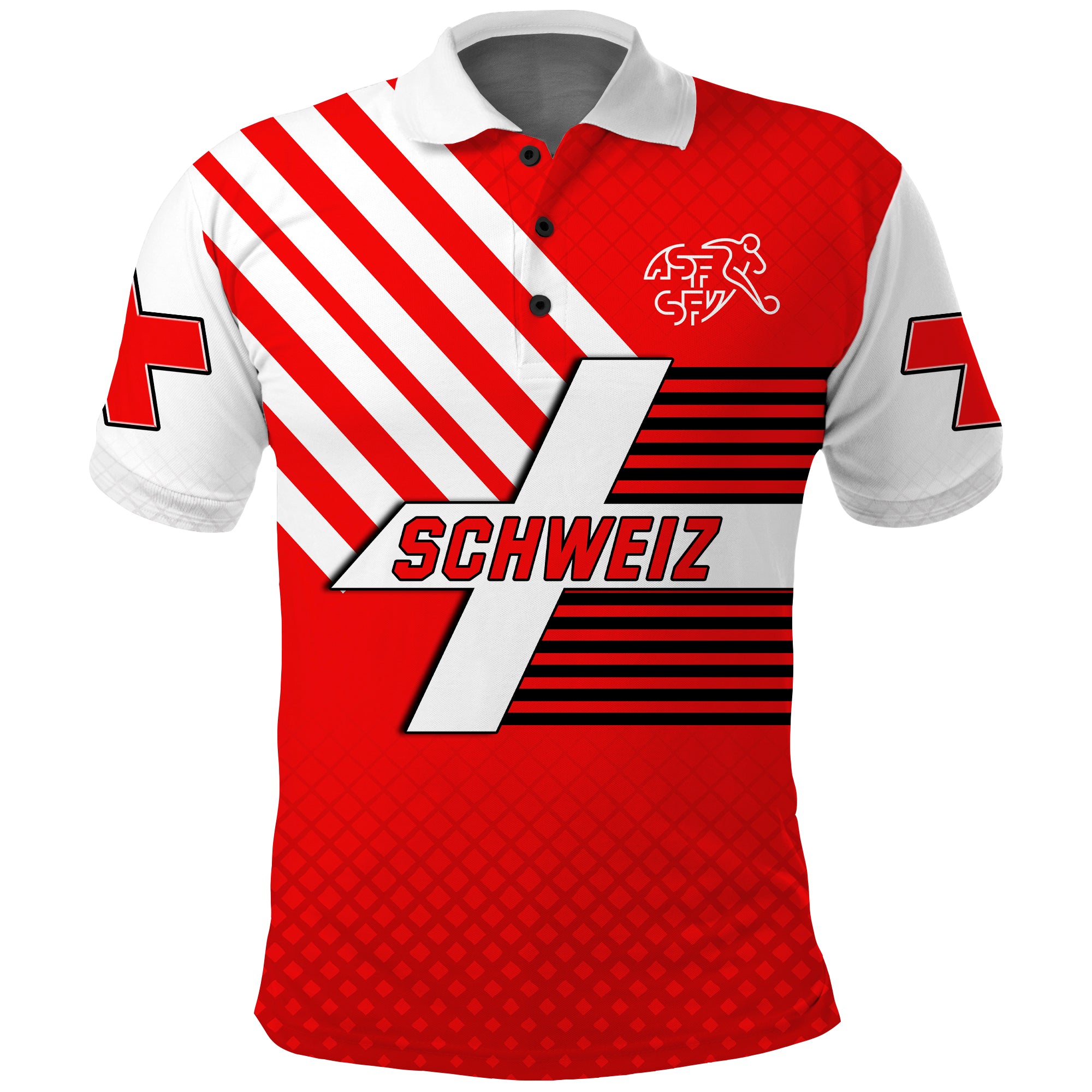 Switzerland Football Polo Shirt Schweizer Pati Champion Sporty LT13