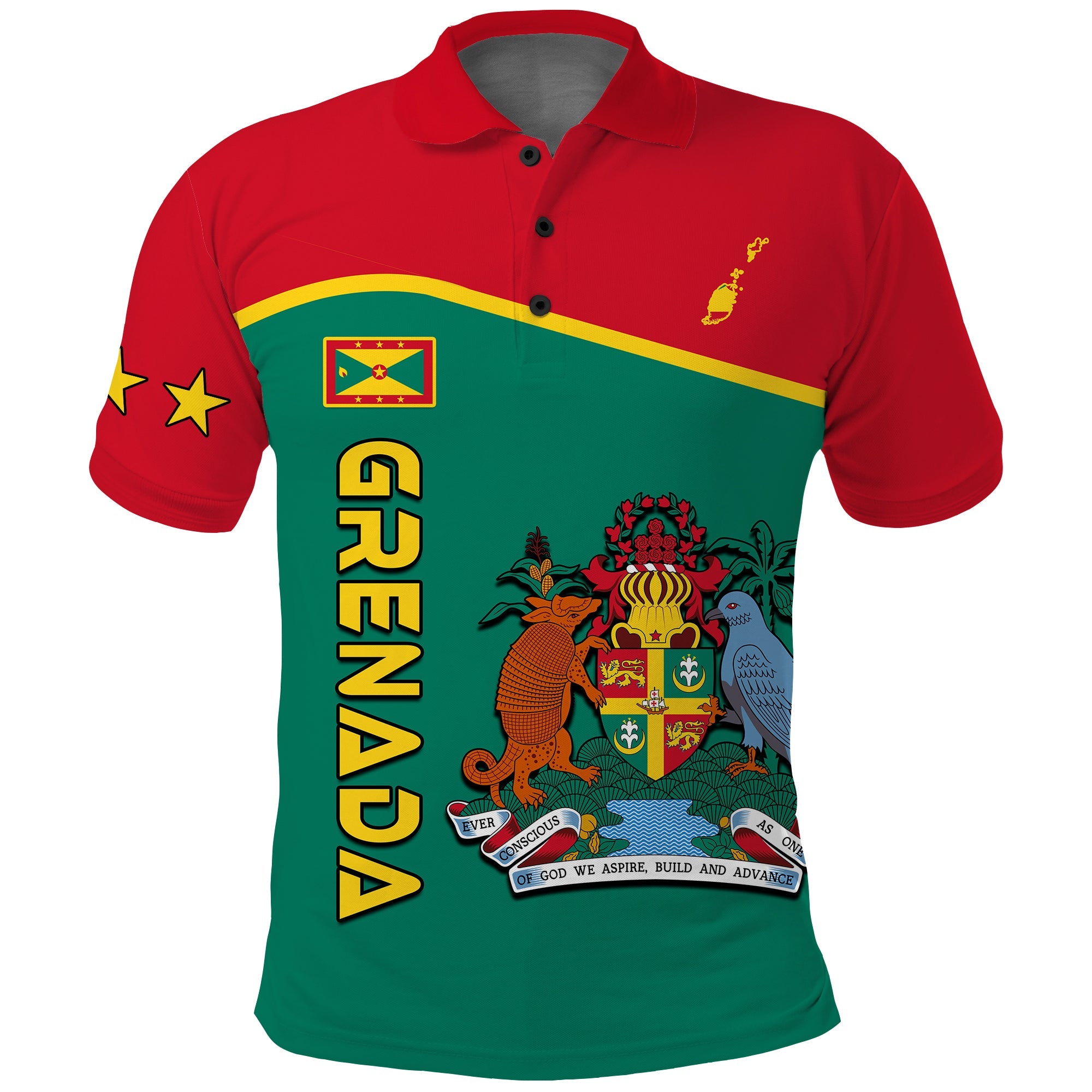 Grenada Polo Shirt Coat of Arms and Map Impressive LT13 - Wonder Print Shop