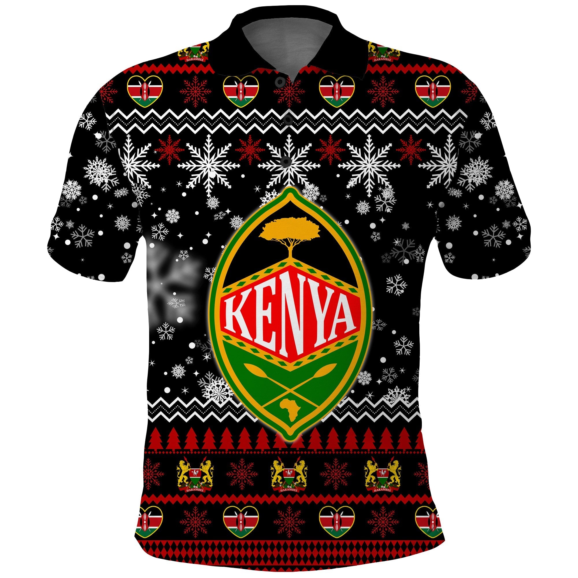 kenya-christmas-polo-shirt-shield-mix-african-pattern