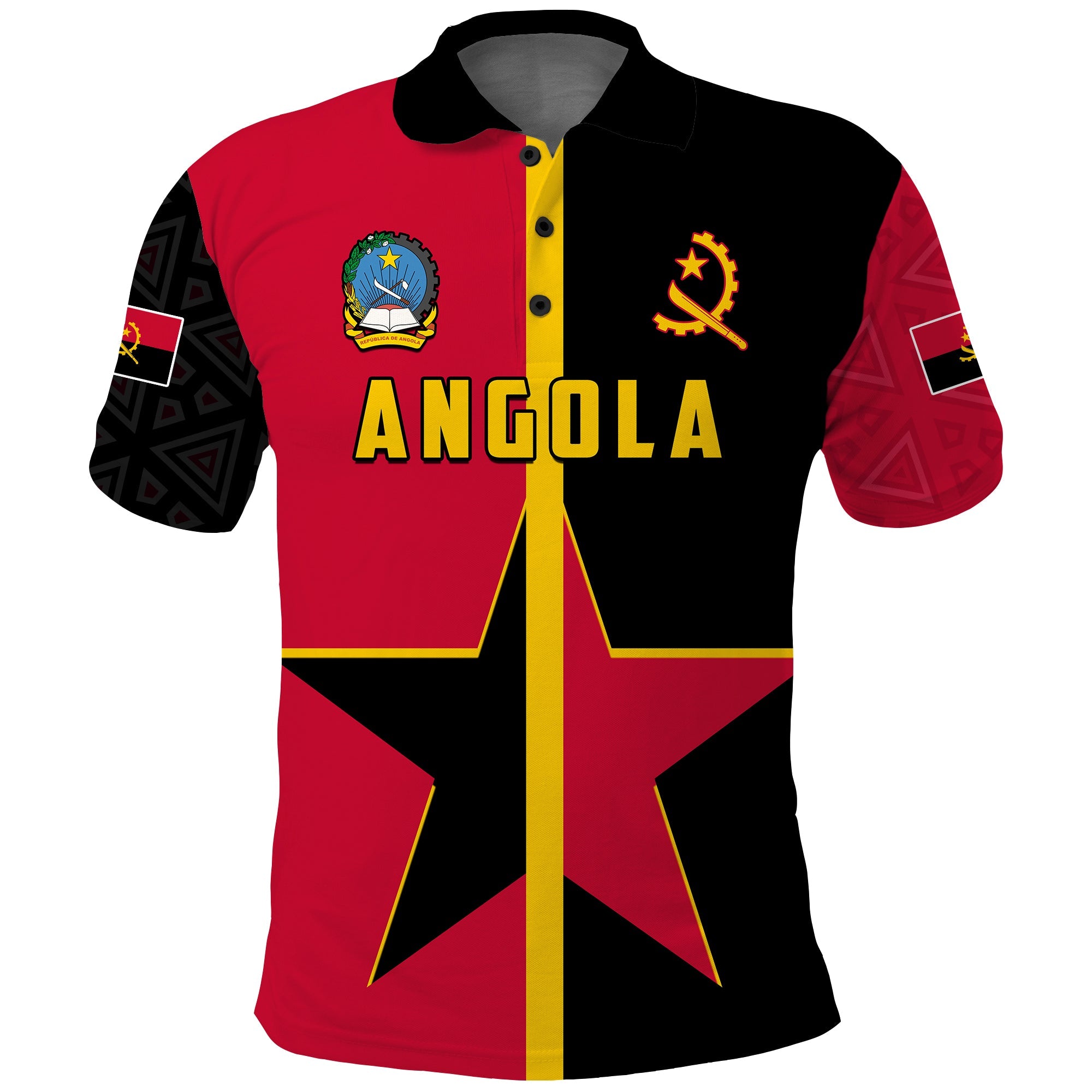 Angola Polo Shirt Star and Flag Style Sporty LT13 - Wonder Print Shop