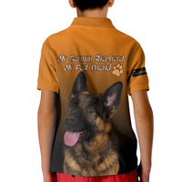 Orange Kinder-Poloshirt mit Rückenprint: German Shepherd, Best Friend, Pfote