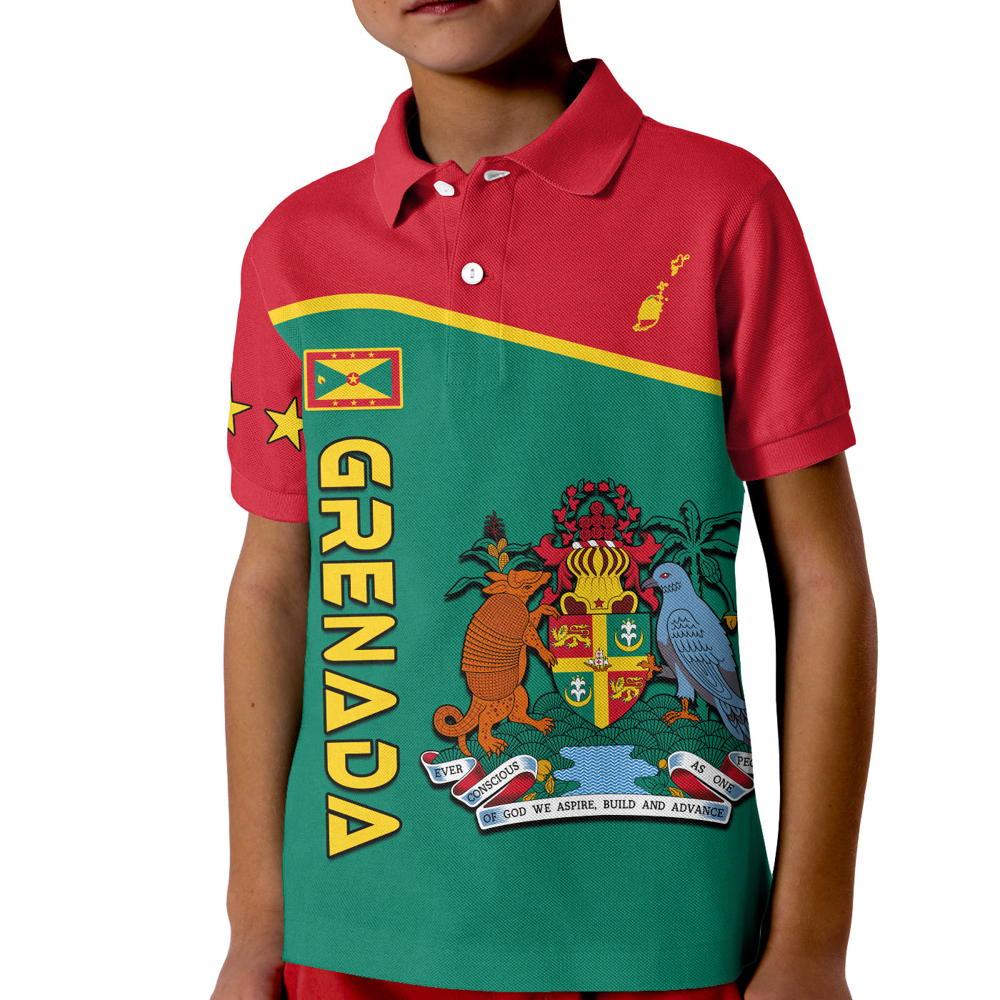 Grenada Polo Shirt KID Coat of Arms and Map Impressive LT13 - Wonder Print Shop