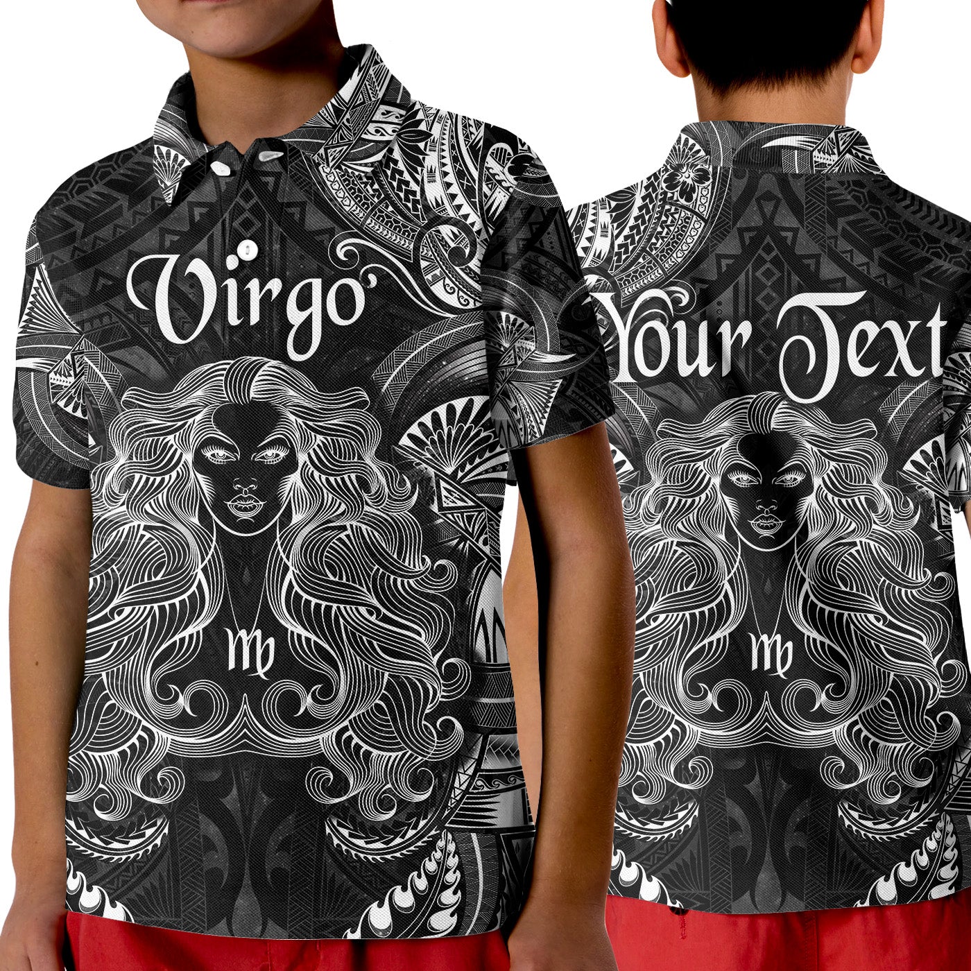 Custom Virgo Zodiac Polynesian Polo Shirt KID Unique Style Black LT8 - Wonder Print Shop