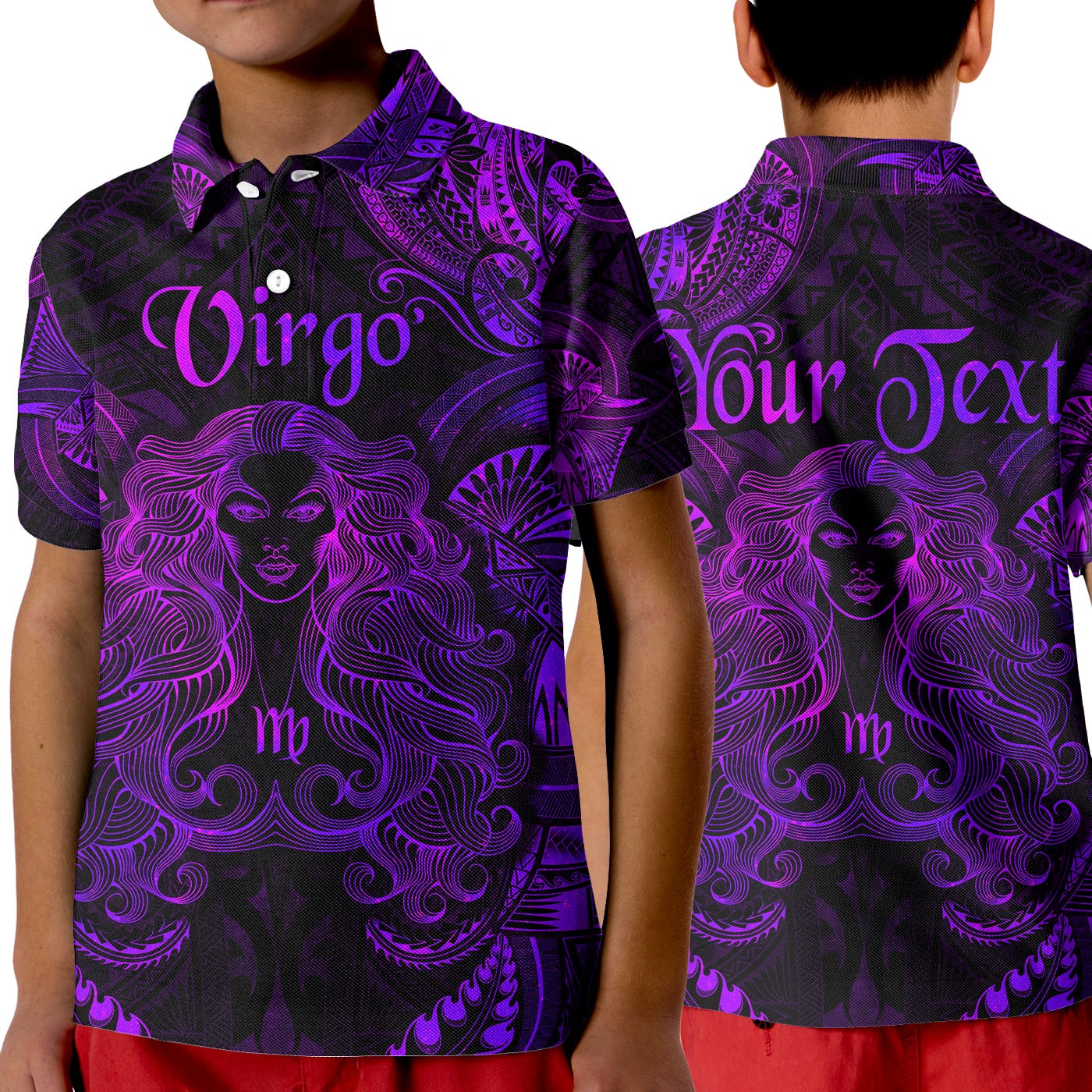 Custom Virgo Zodiac Polynesian Polo Shirt KID Unique Style Purple LT8 - Wonder Print Shop