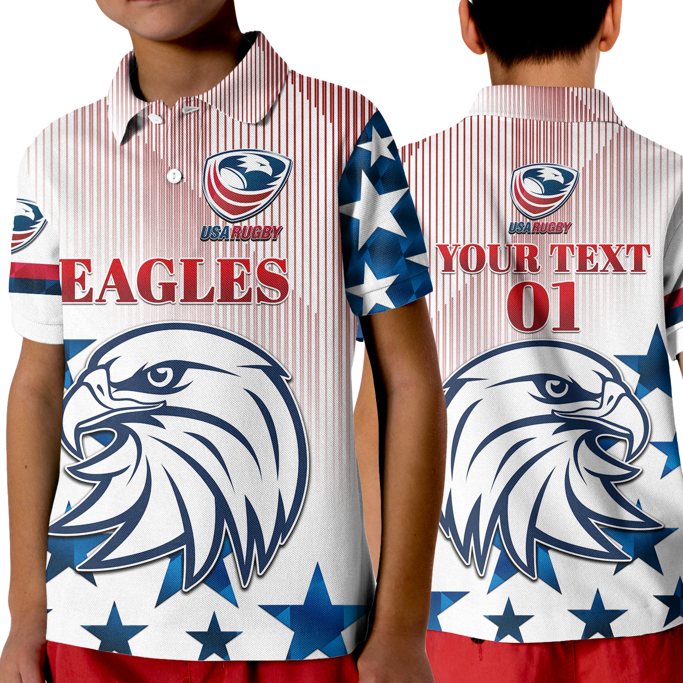 Custom USA Rugby Polo Shirt KID Original Vibes White LT8 - Wonder Print Shop