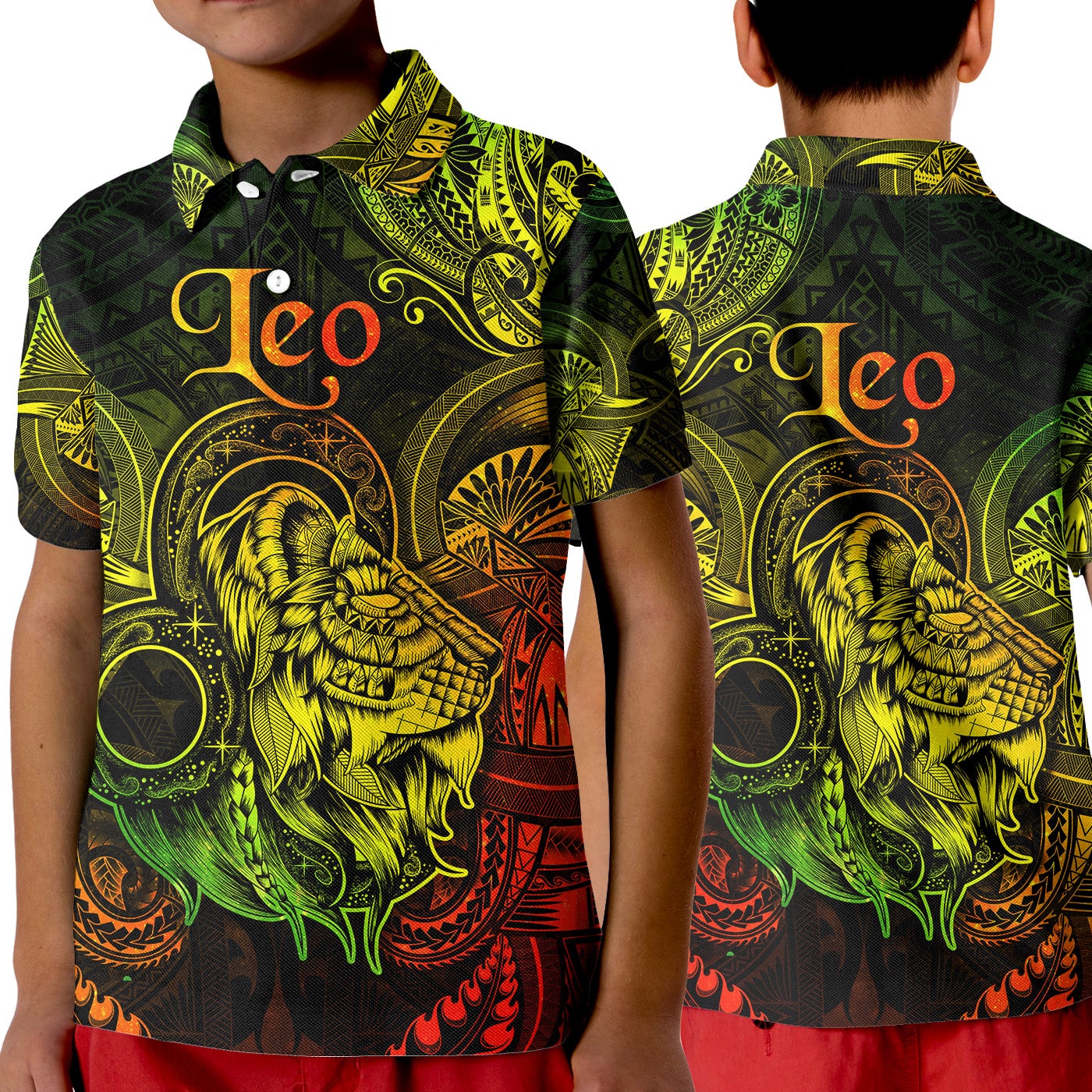 Leo Zodiac Polynesian Polo Shirt KID Unique Style Reggae LT8 - Wonder Print Shop