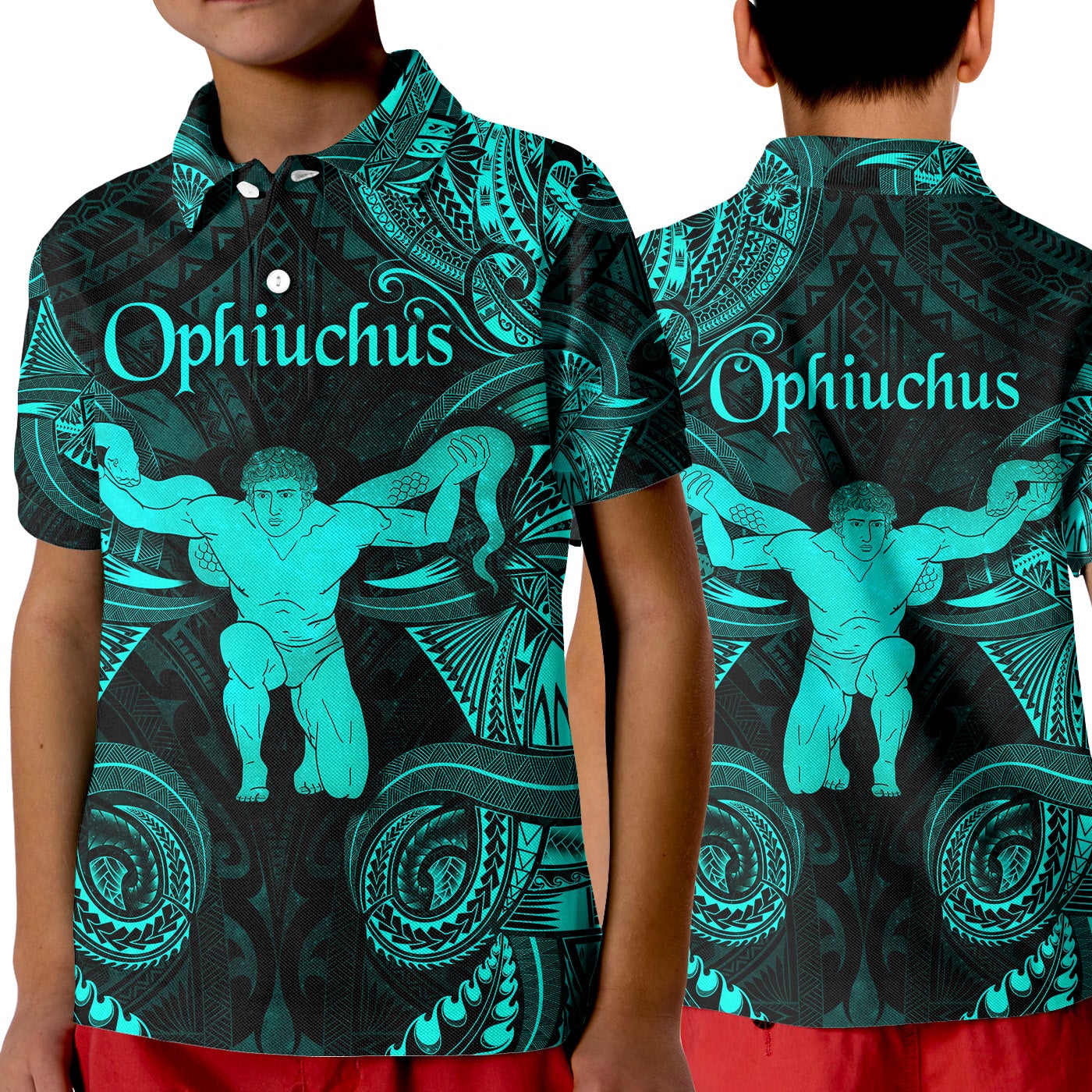 Ophiuchus Zodiac Polynesian Polo Shirt KID Unique Style Turquoise LT8 - Wonder Print Shop