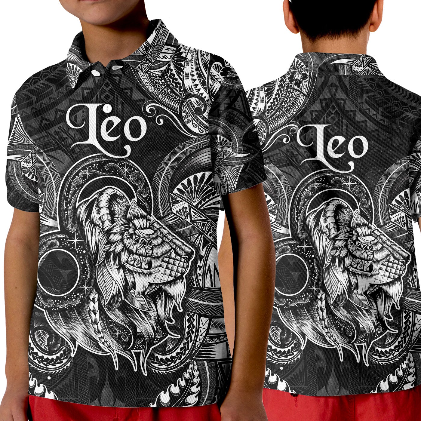 Leo Zodiac Polynesian Polo Shirt KID Unique Style Black LT8 - Wonder Print Shop