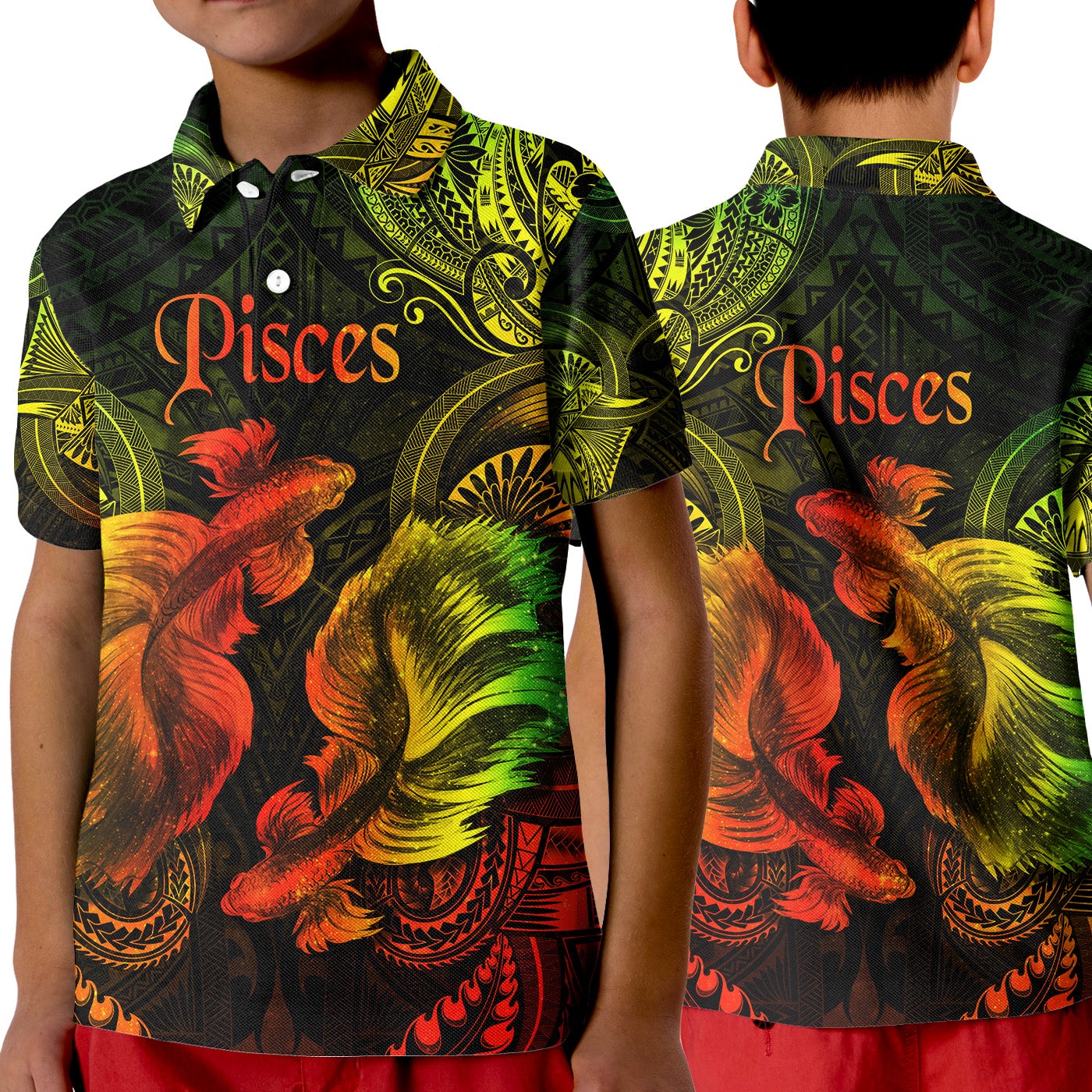 Pisces Zodiac Polynesian Polo Shirt KID Unique Style Reggae LT8 - Wonder Print Shop