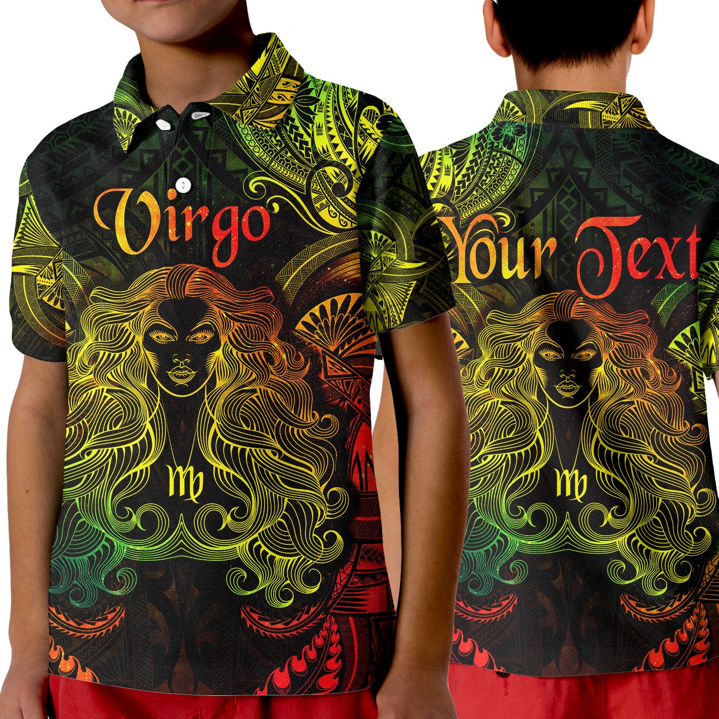 Custom Virgo Zodiac Polynesian Polo Shirt KID Unique Style Reggae LT8 - Wonder Print Shop