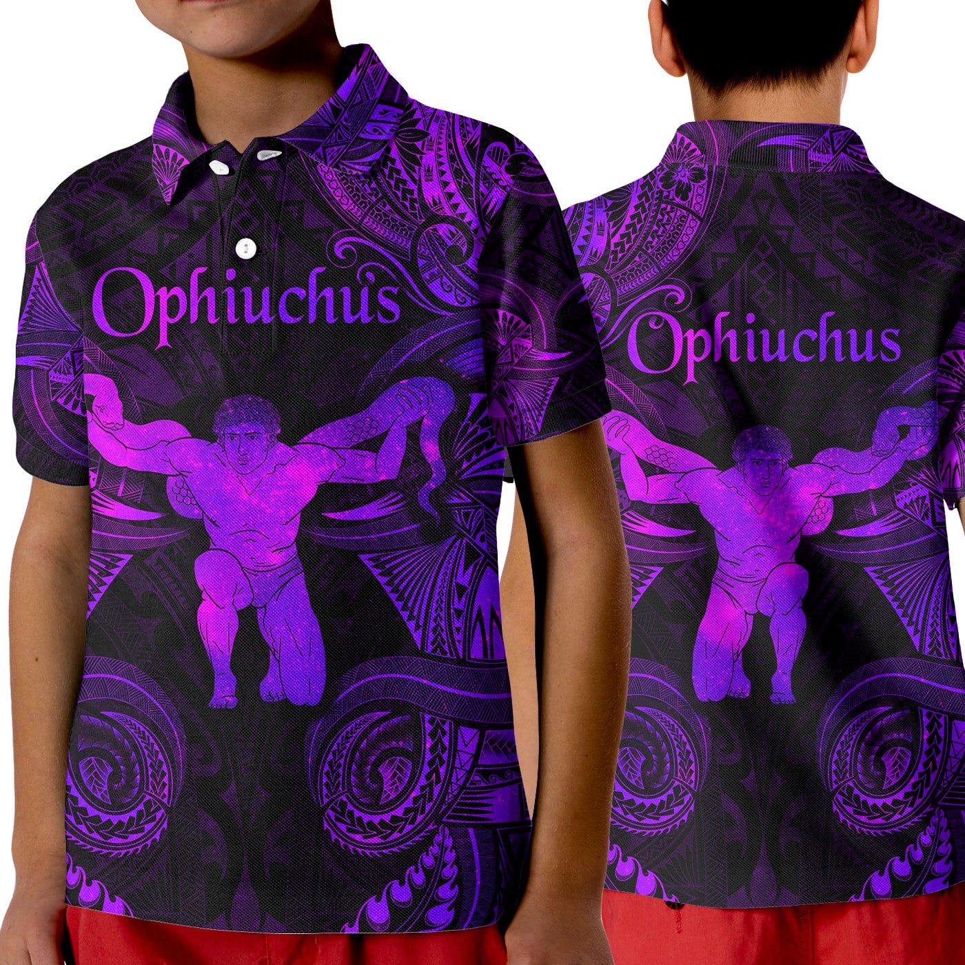 Ophiuchus Zodiac Polynesian Polo Shirt KID Unique Style Purple LT8 - Wonder Print Shop