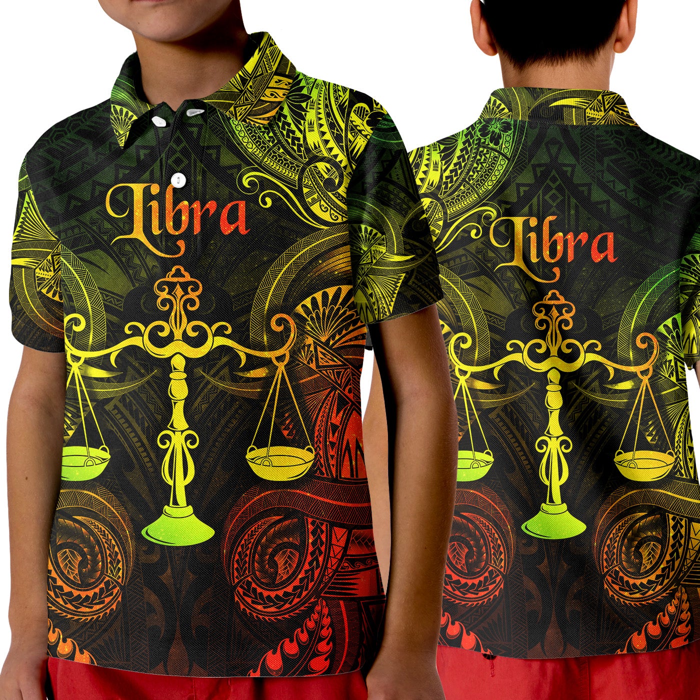 Libra Zodiac Polynesian Polo Shirt KID Unique Style Reggae LT8 - Wonder Print Shop