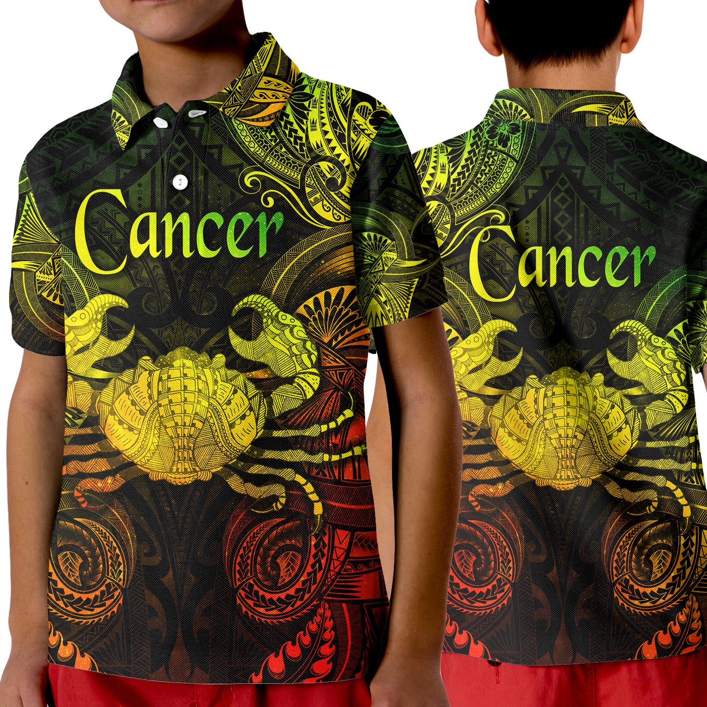 Cancer Zodiac Polynesian Polo Shirt KID Unique Style Reggae LT8 - Wonder Print Shop