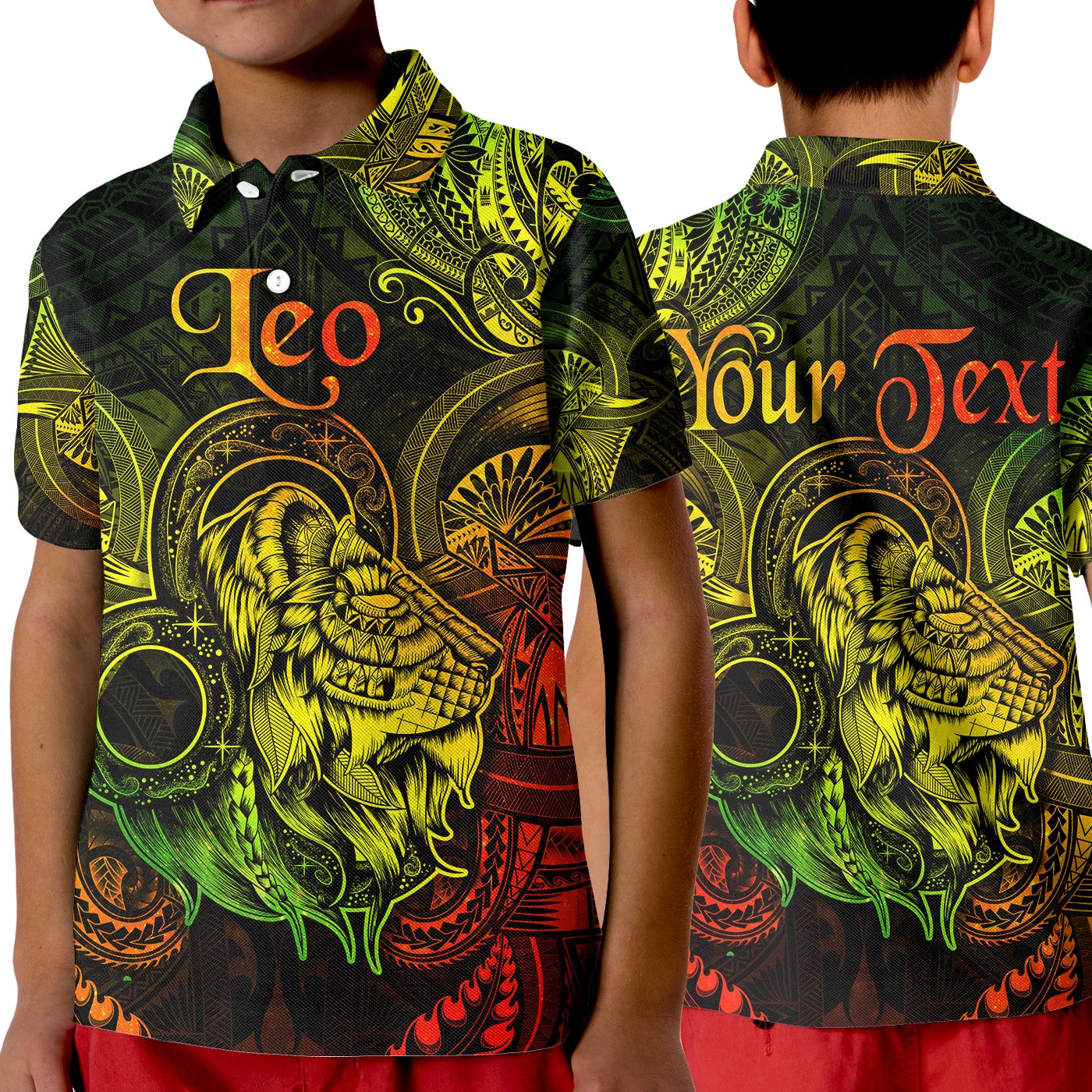 Custom Leo Zodiac Polynesian Polo Shirt KID Unique Style Reggae LT8 - Wonder Print Shop