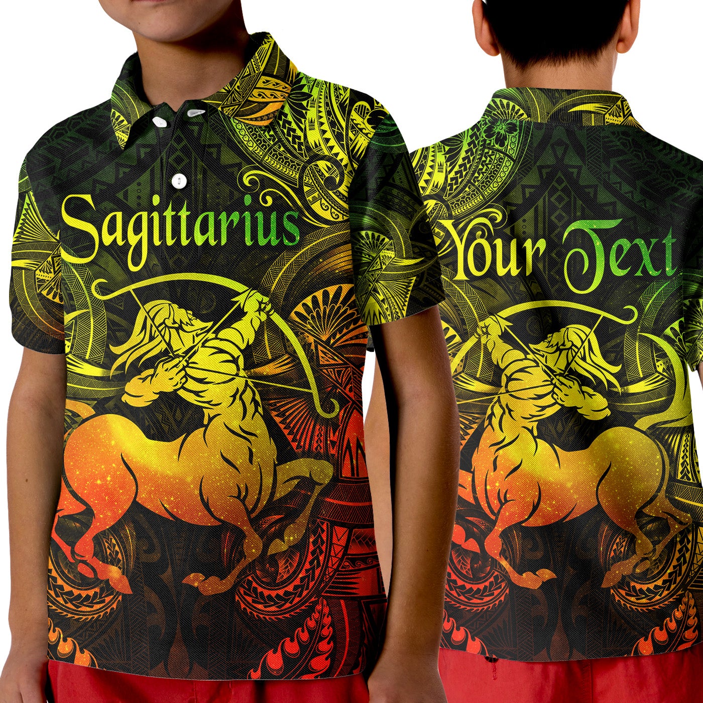 Custom Sagittarius Zodiac Polynesian Polo Shirt KID Unique Style Reggae LT8 - Wonder Print Shop