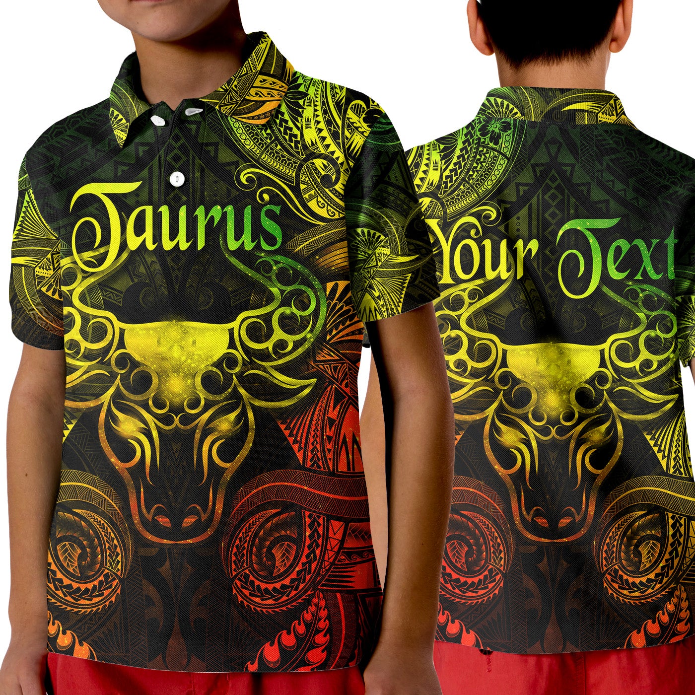 Custom Taurus Zodiac Polynesian Polo Shirt KID Unique Style Reggae LT8 - Wonder Print Shop