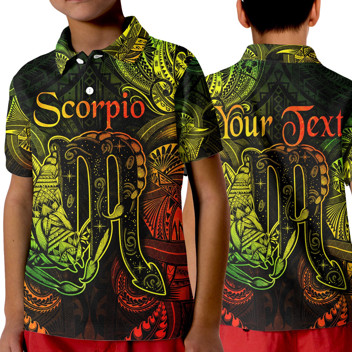 Custom Scorpio Zodiac Polynesian Polo Shirt KID Unique Style Reggae LT8 - Wonder Print Shop