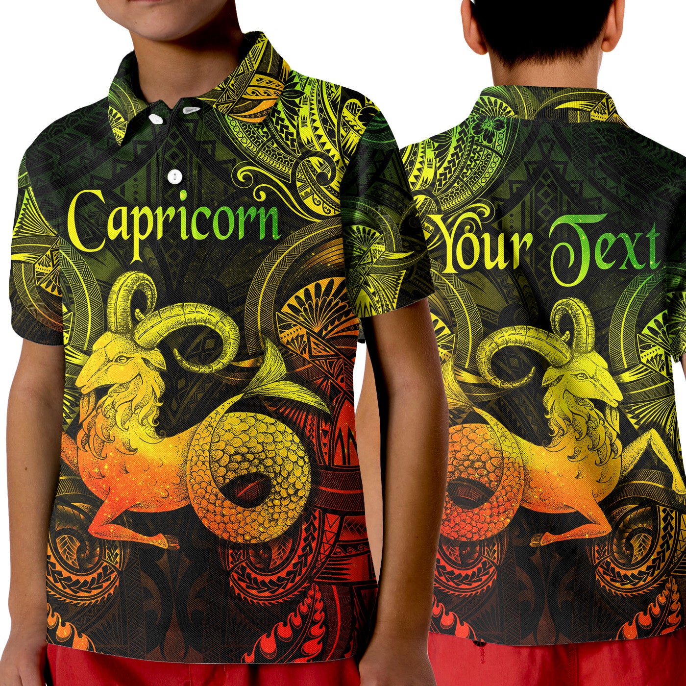 Custom Capricorn Zodiac Polynesian Polo Shirt KID Unique Style Reggae LT8 - Wonder Print Shop