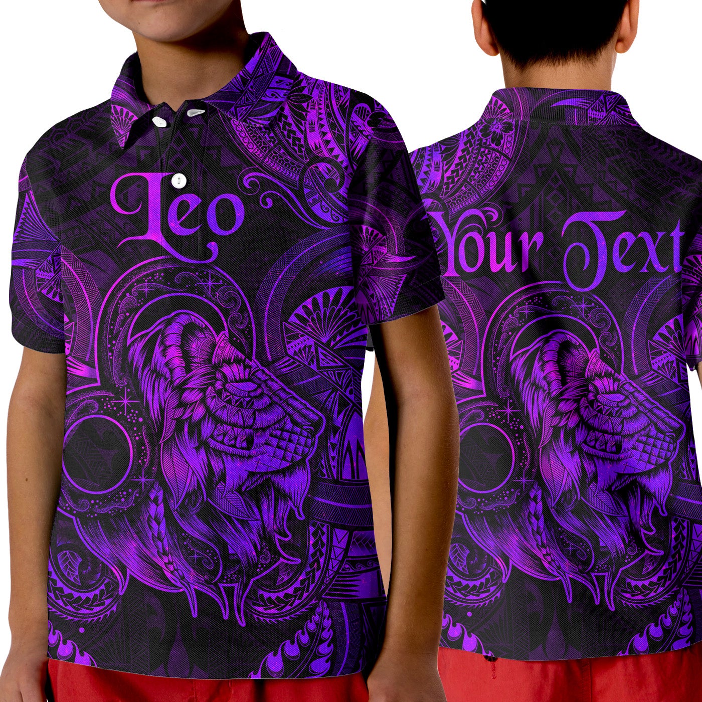 Custom Leo Zodiac Polynesian Polo Shirt KID Unique Style Purple LT8 - Wonder Print Shop