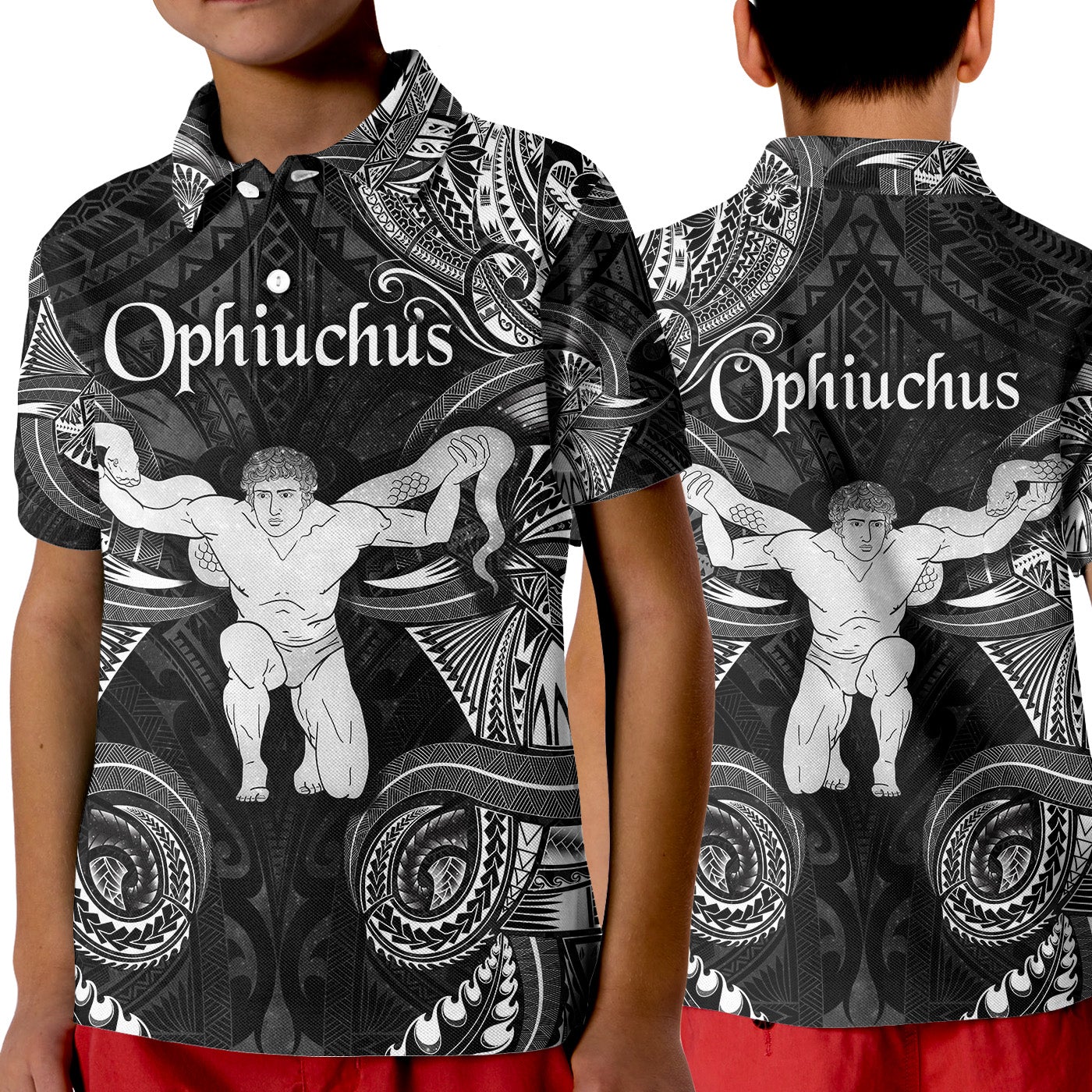 Ophiuchus Zodiac Polynesian Polo Shirt KID Unique Style Black LT8 - Wonder Print Shop