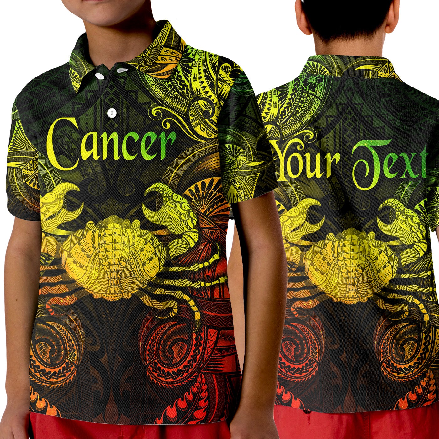 Custom Cancer Zodiac Polynesian Polo Shirt KID Unique Style Reggae LT8 - Wonder Print Shop