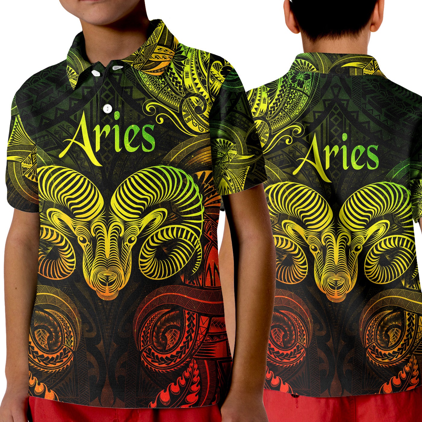 Aries Zodiac Polynesian Polo Shirt KID Unique Style Reggae LT8 - Wonder Print Shop