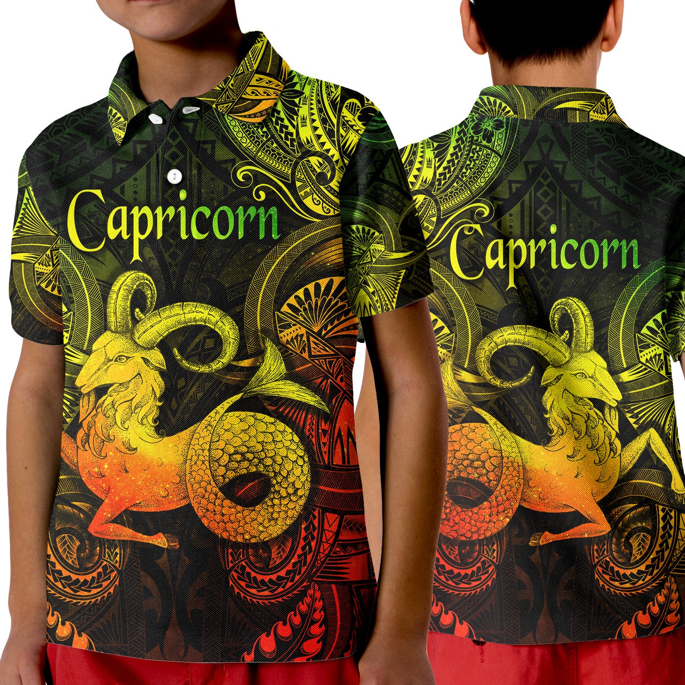 Capricorn Zodiac Polynesian Polo Shirt KID Unique Style Reggae LT8 - Wonder Print Shop