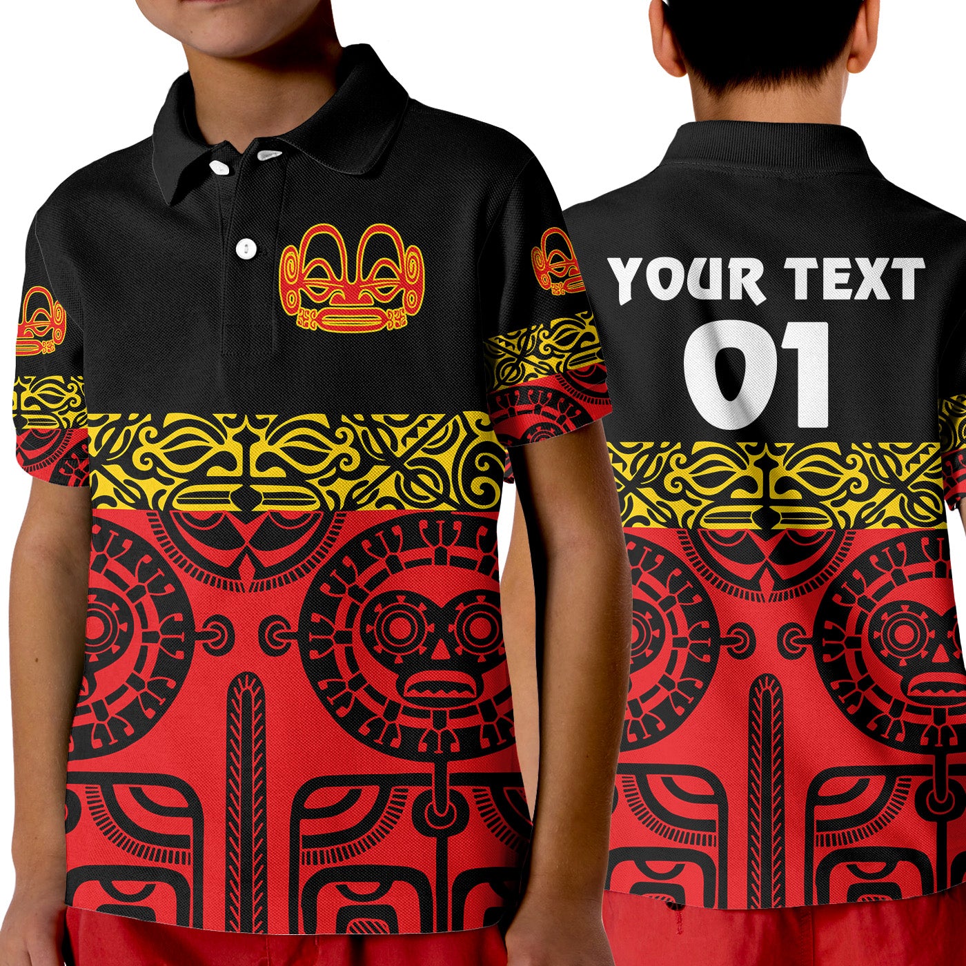 Custom Marquesas Islands Polo Shirt KID Marquesan Tattoo Special Style Red LT8 - Wonder Print Shop