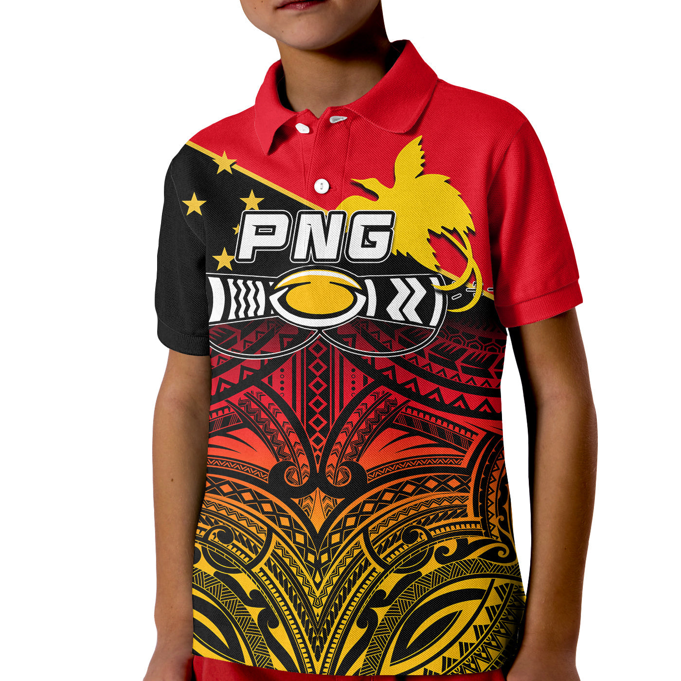 Custom And Number PNG Rugby The Kumuls Polo Shirt KID LT6 - Wonder Print Shop