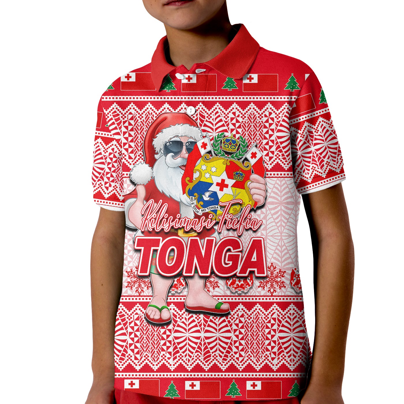 Tonga Polo Shirt Christmas KID Cool Santa Claus LT6 - Wonder Print Shop