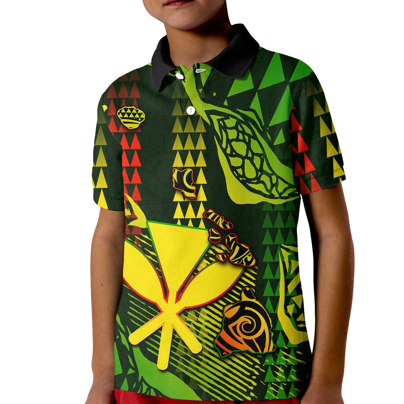 Custom Hawaii Golf Shirts Kanaka Map Polo Shirt KID Hawaii Color Style LT6 - Wonder Print Shop