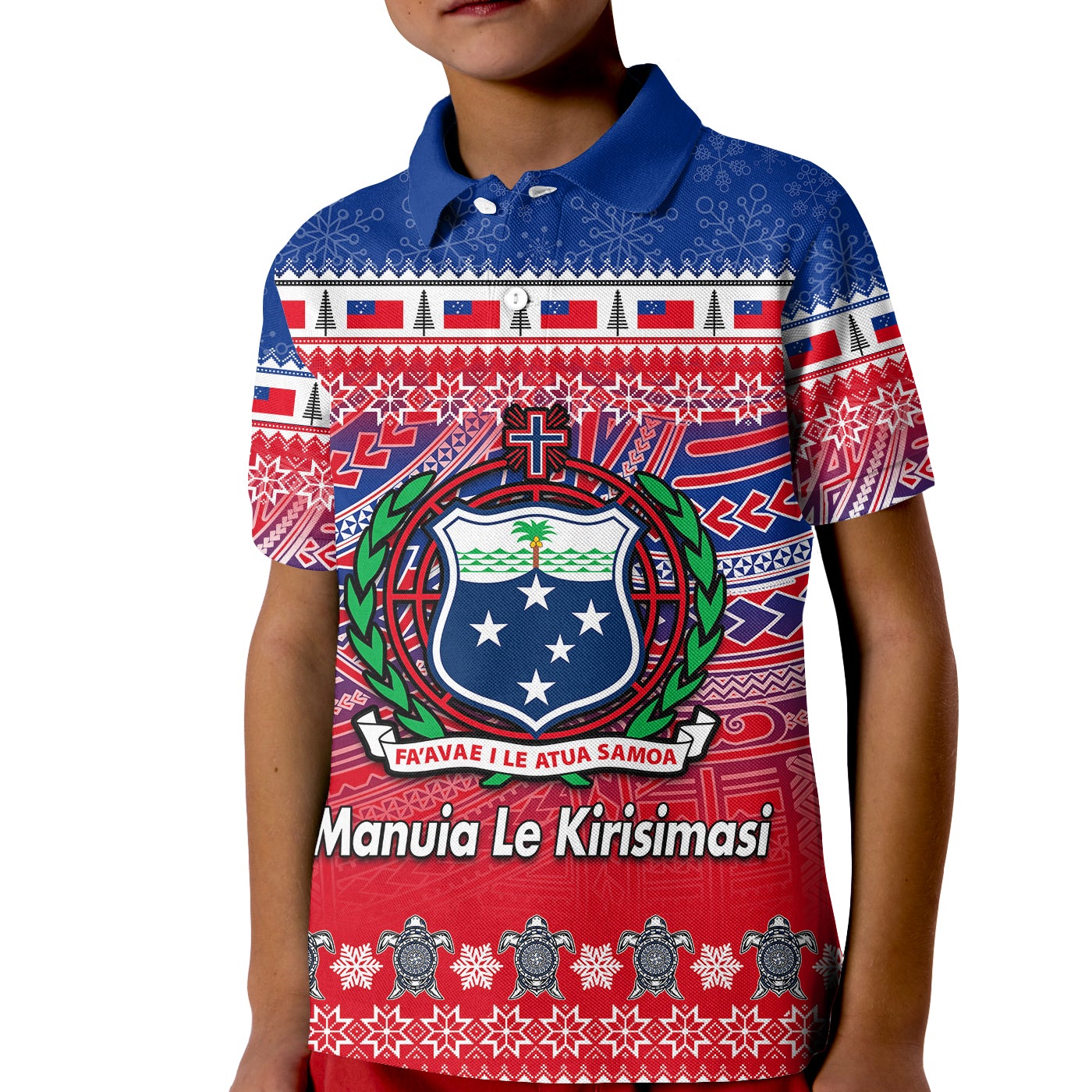 Samoa Christmas Manuia Le Kirisimasi Polo Shirt KID LT6 - Wonder Print Shop