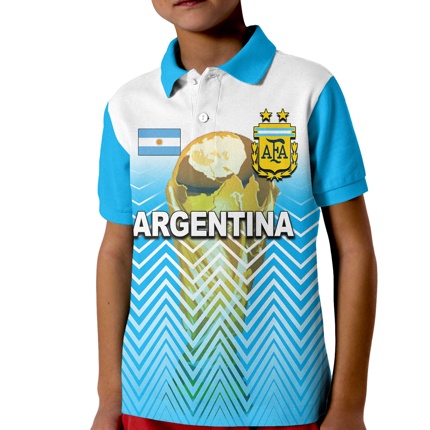 (Custom And Number) Argentina Polo Shirt Football 2022 KID Sport Style LT6 - Wonder Print Shop