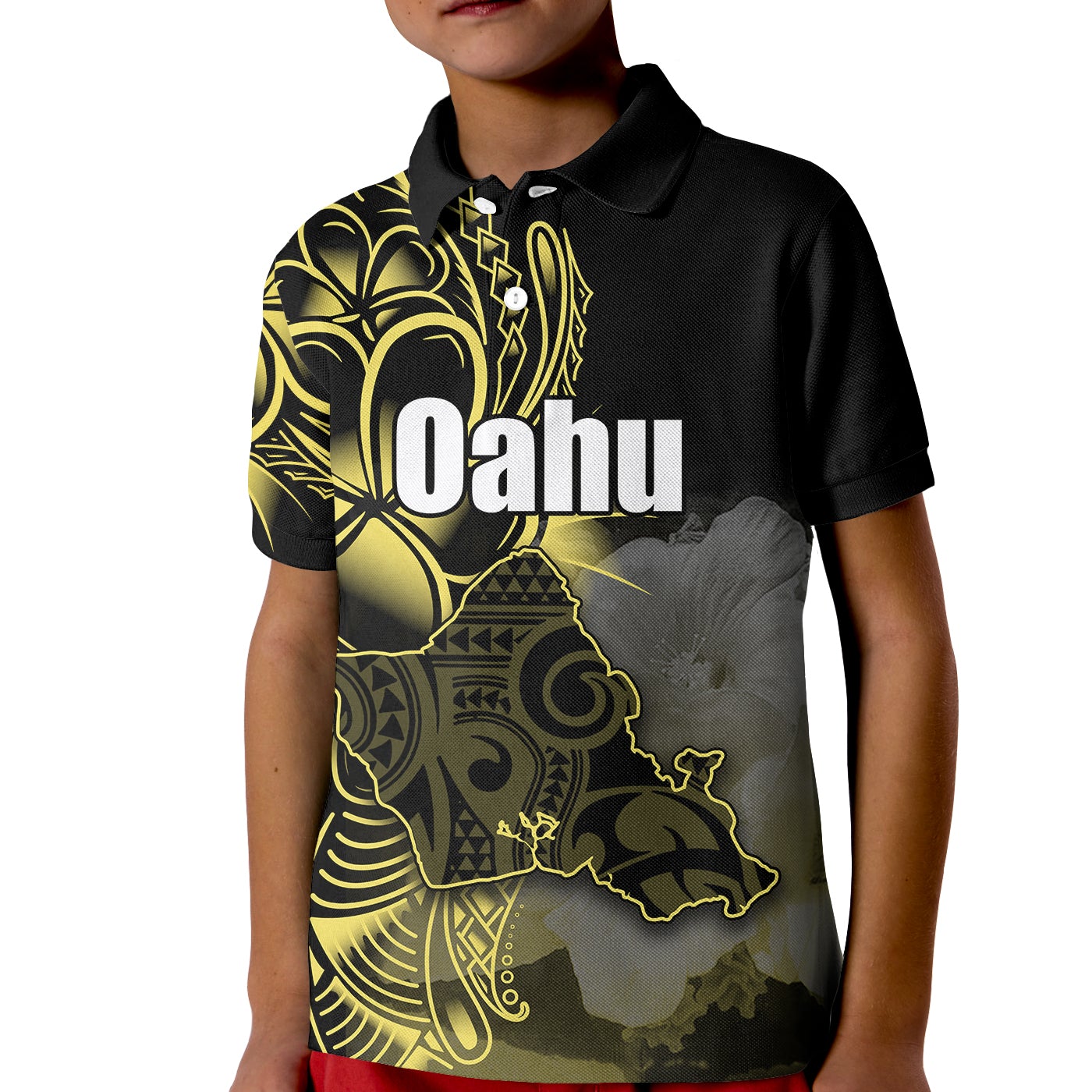 Custom Hawaiian Islands Polo Shirt KID Oahu LT6 - Wonder Print Shop