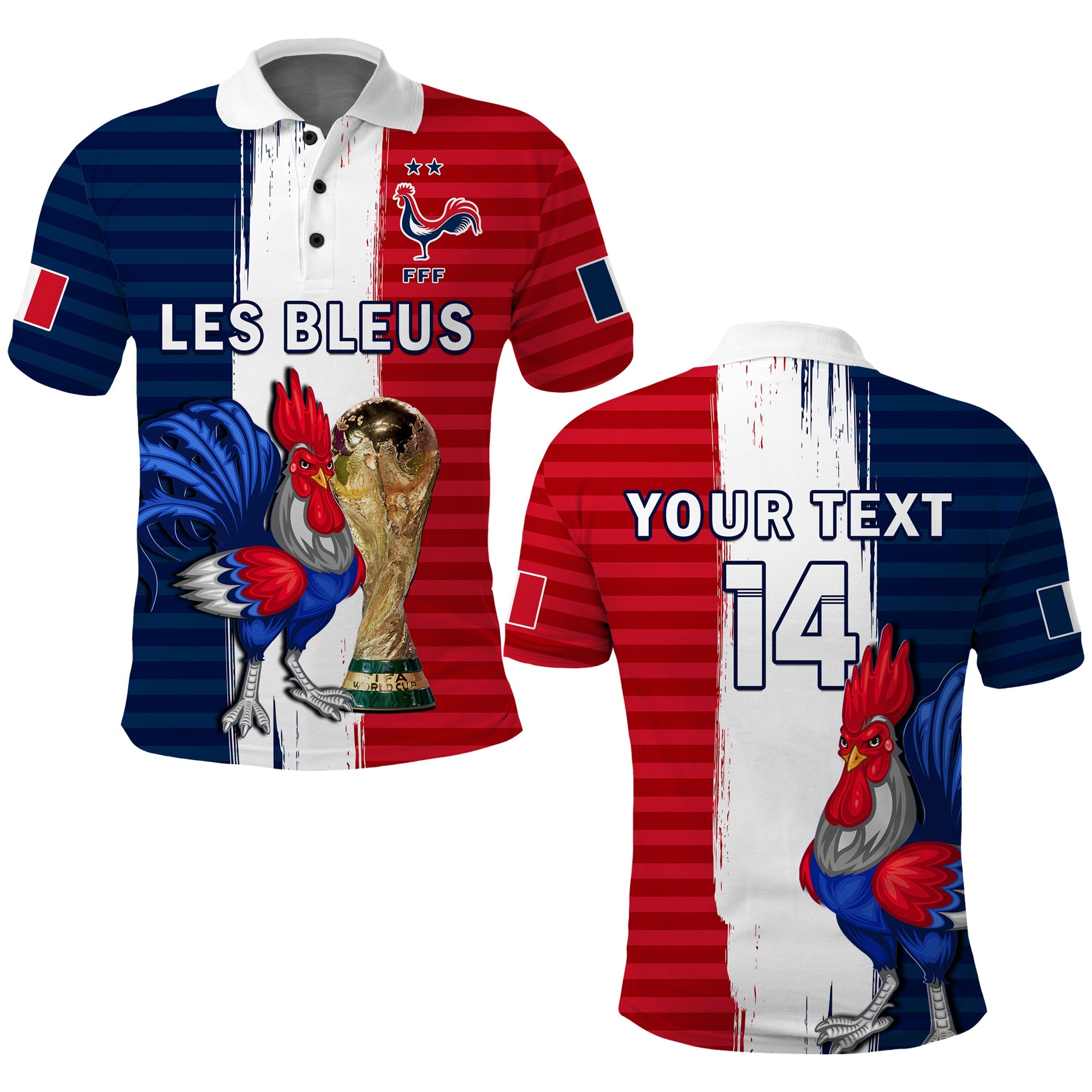 (Custom Text And Number) France Football Polo Shirt Les Bleus Champions Football 2022 - Wonder Print Shop