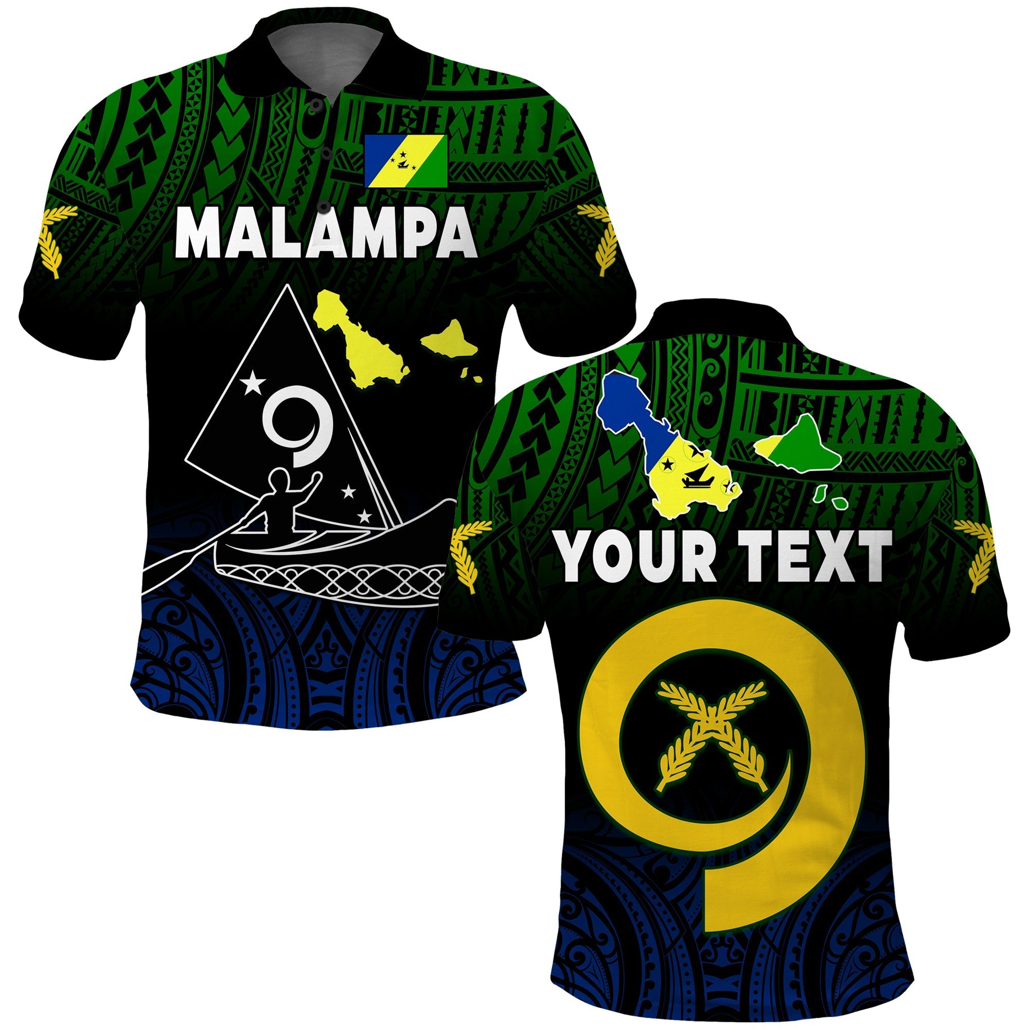 Custom Malampa Province Polo Shirt Native Canoe Mix Vanuatu Pig Tusk Black Version - Wonder Print Shop