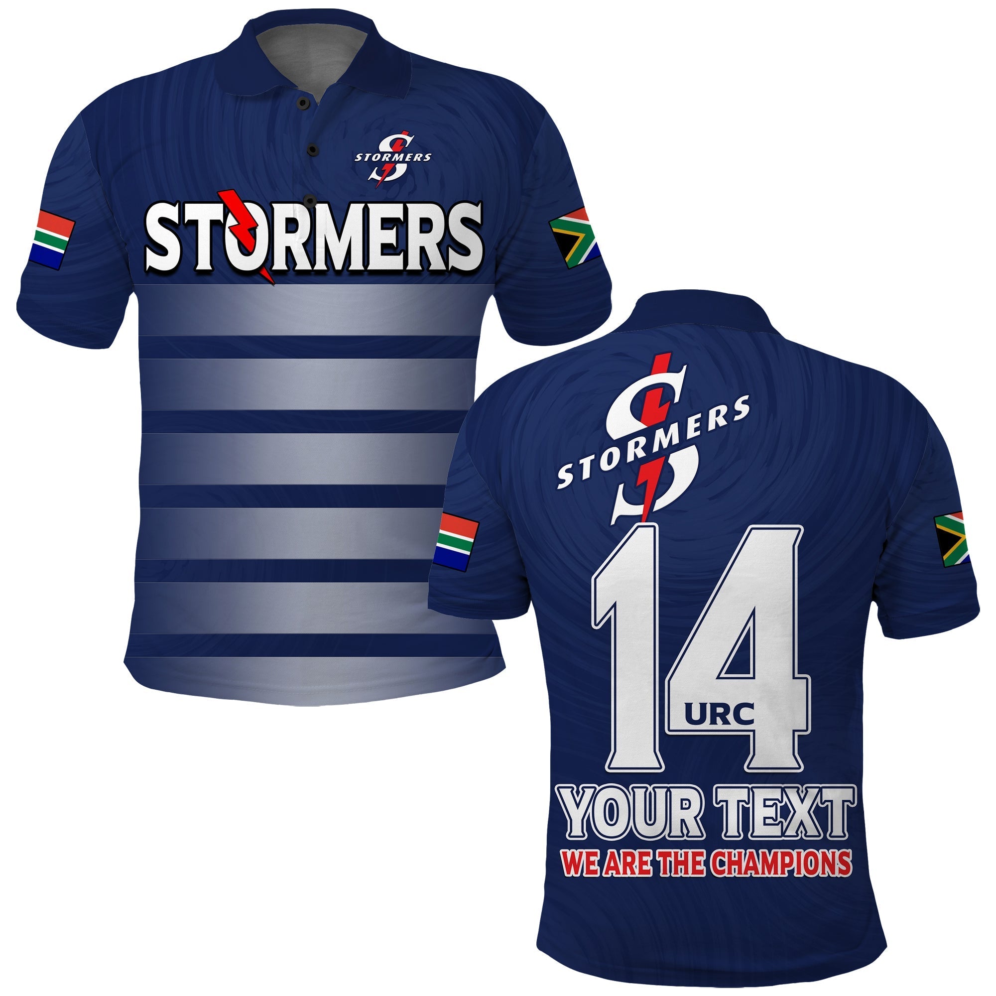 (Custom Text And Number) Stormers South Africa Rugby Polo Shirt We Are The Champions URC Unity - Wonder Print Shop