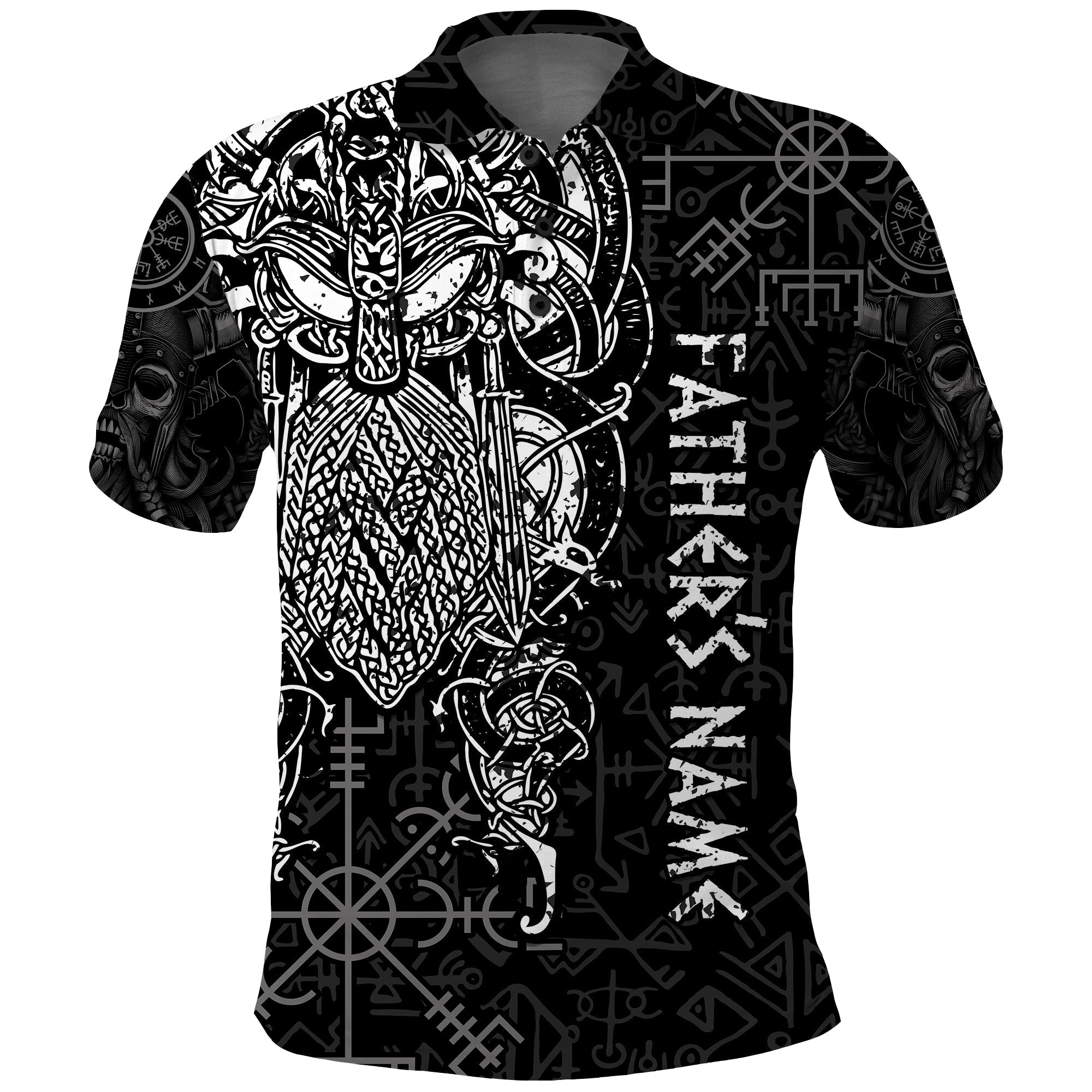 Custom Viking Dad Polo Shirt Odin Runes Fathers Day LT13 - Wonder Print Shop