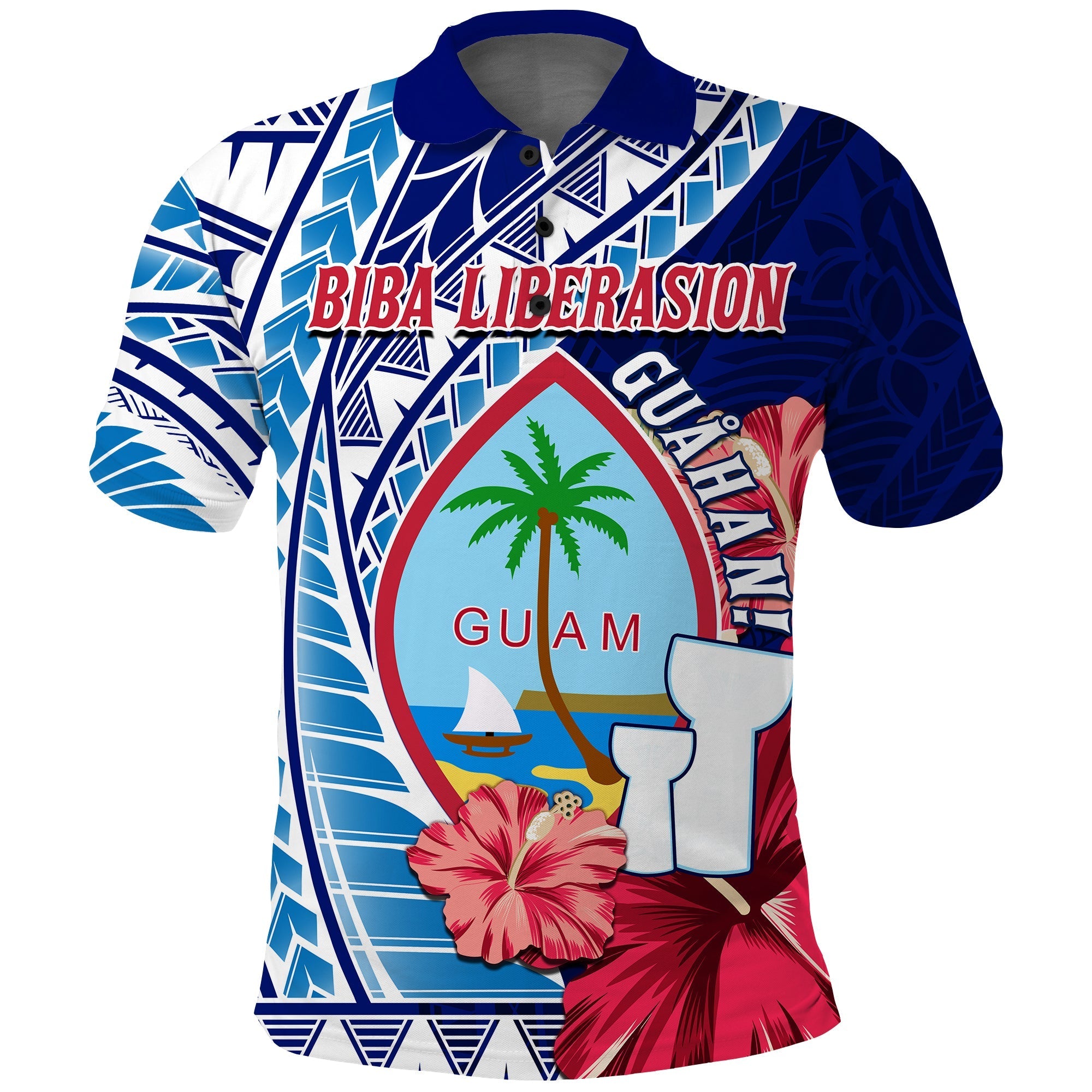 Chamorro Guam Polo Shirt Happy Liberation Day Latte Stone LT13 - Wonder Print Shop