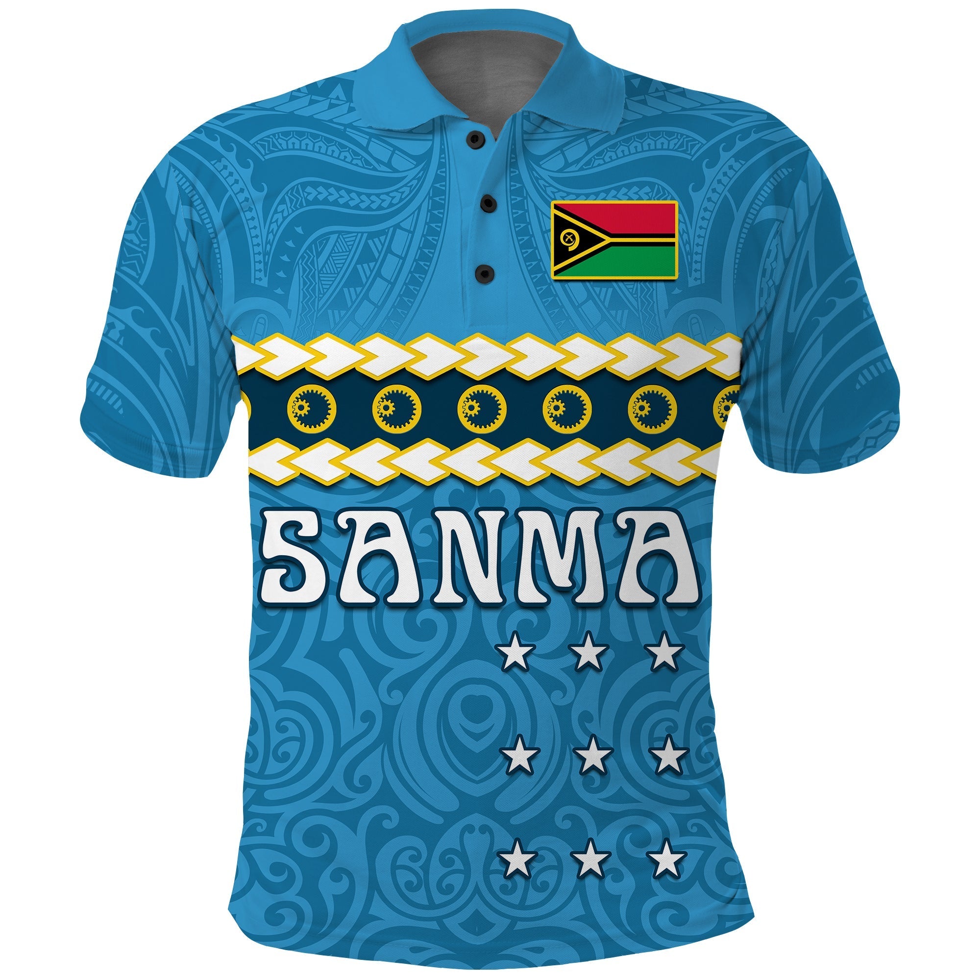 Custom Sanma Province Polo Shirt Vanuatu Pig Tusk Polynesian Flag Style - Wonder Print Shop