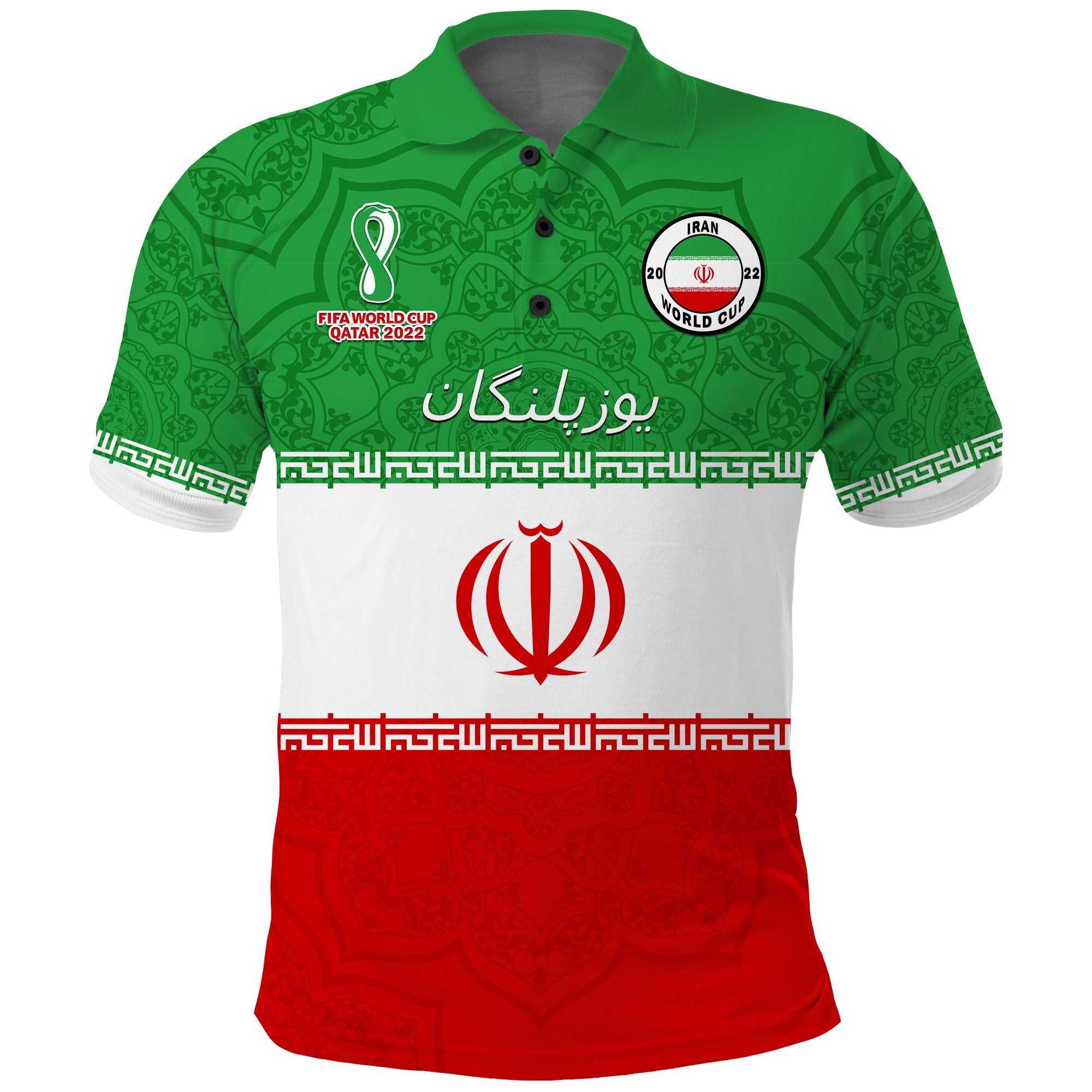 Custom Iran Football Polo Shirt Team Melli Champions Football 2022 - Wonder Print Shop