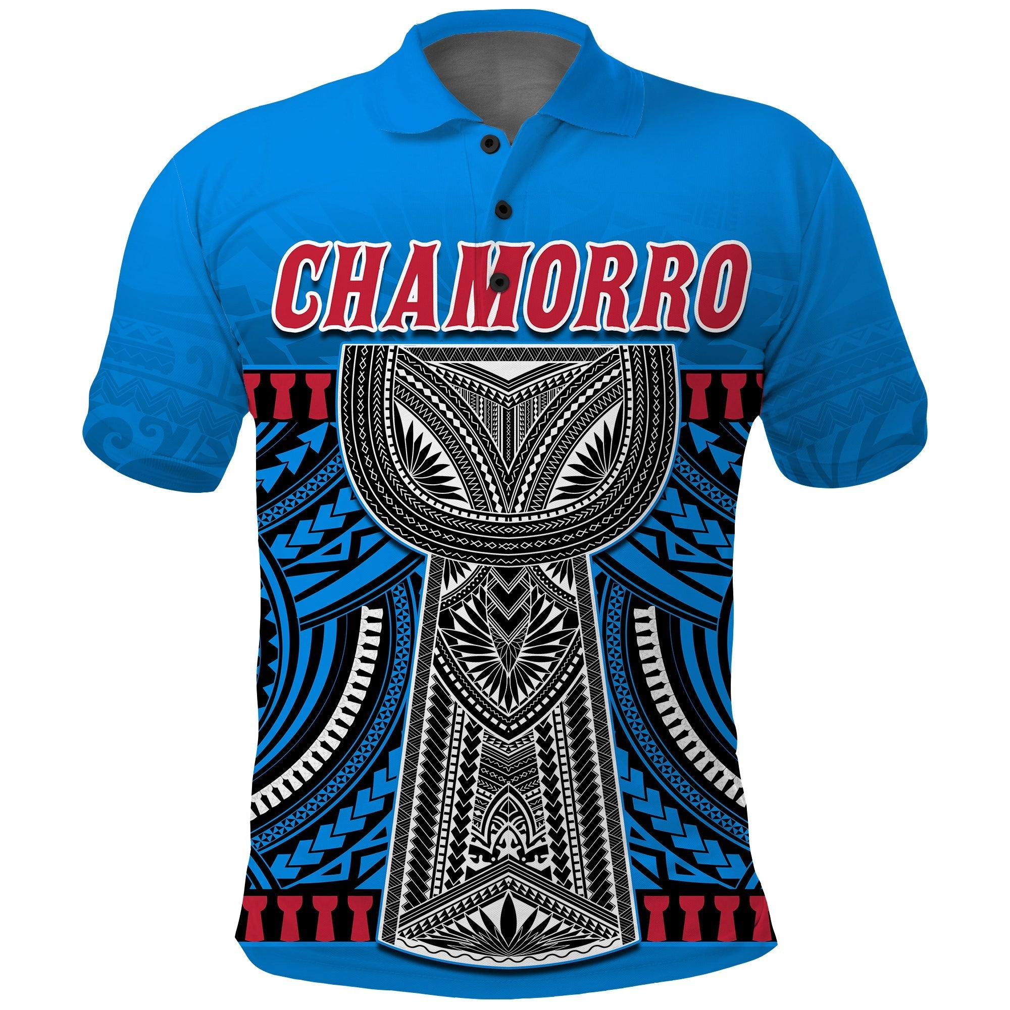 Chamorro Guam Polo Shirt Latte Stone Blue Polynesian Haligi LT13 - Wonder Print Shop