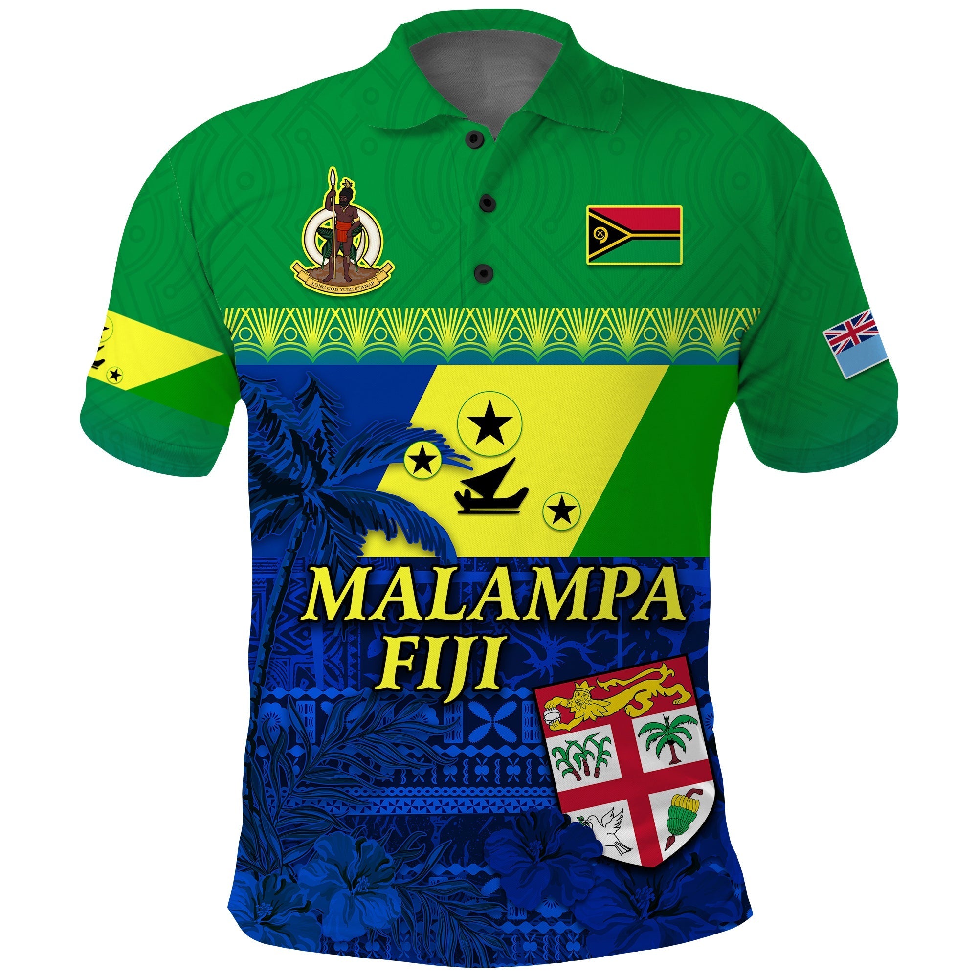 Malampa Fiji Day Polo Shirt Vanuatu Polynesia mix Flowers LT13 - Wonder Print Shop