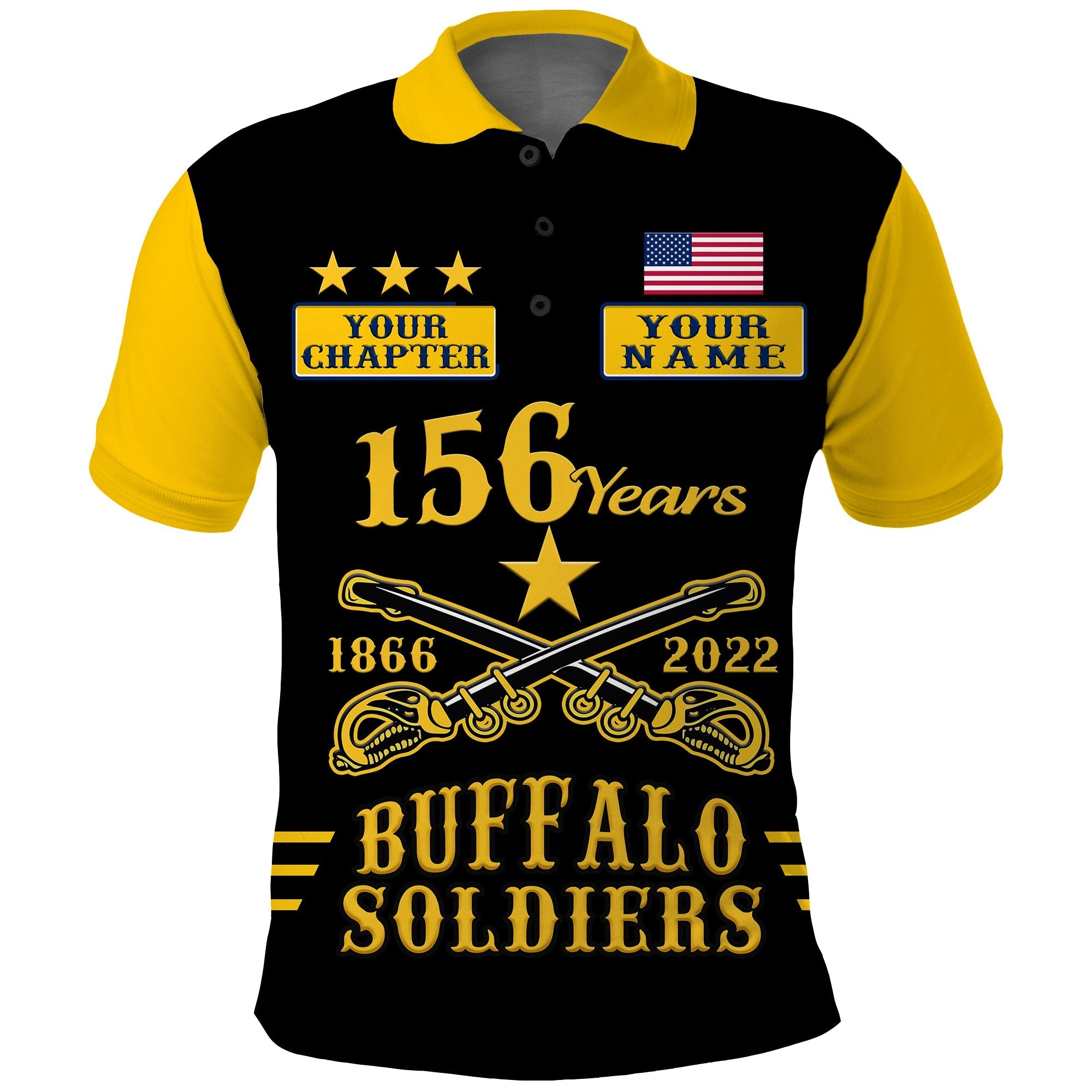 (Custom Text and Chapter) Buffalo Soldiers Polo Shirt Since 1866 BSMC Anniversary LT13 - Wonder Print Shop